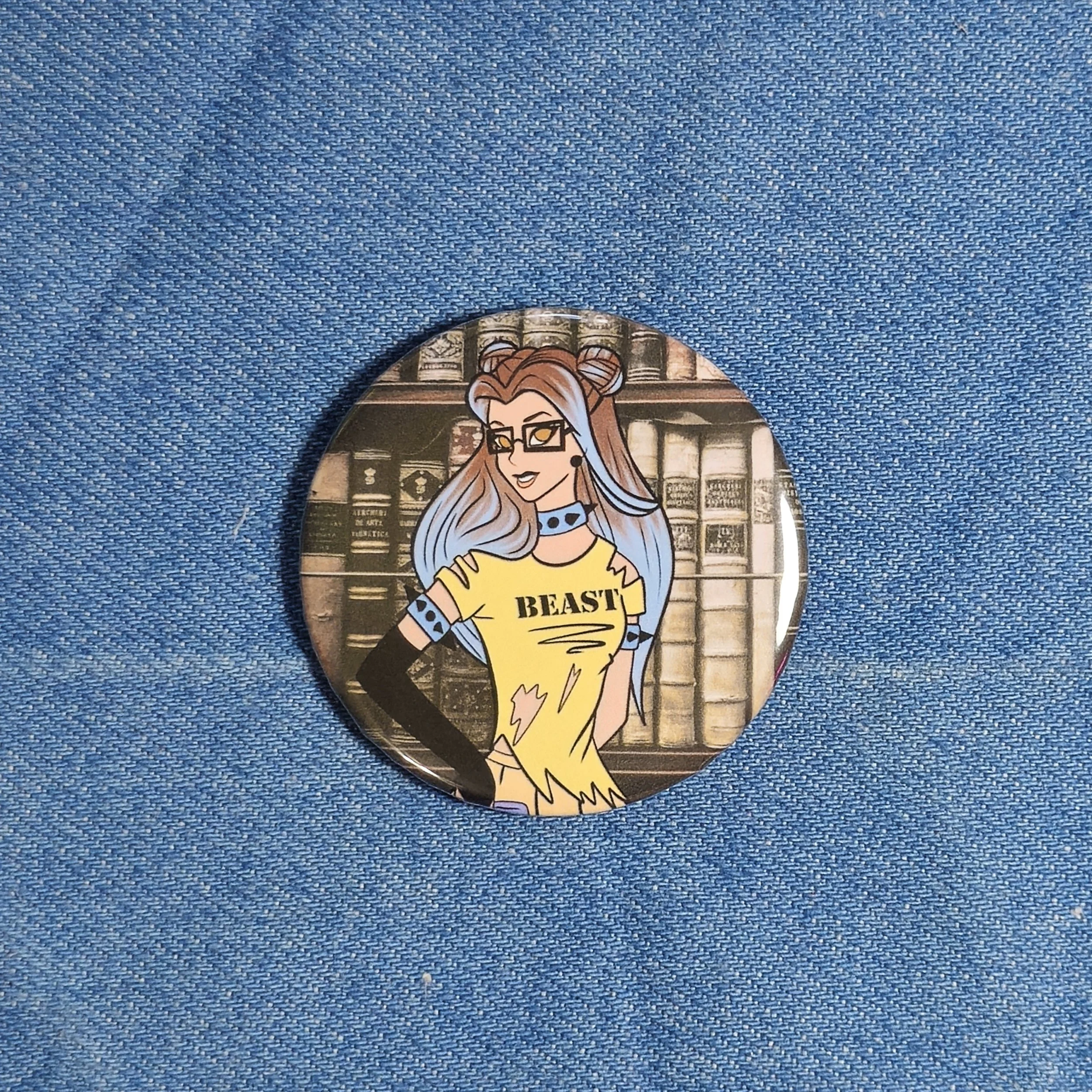 Book Worm Pastel Goth • Button