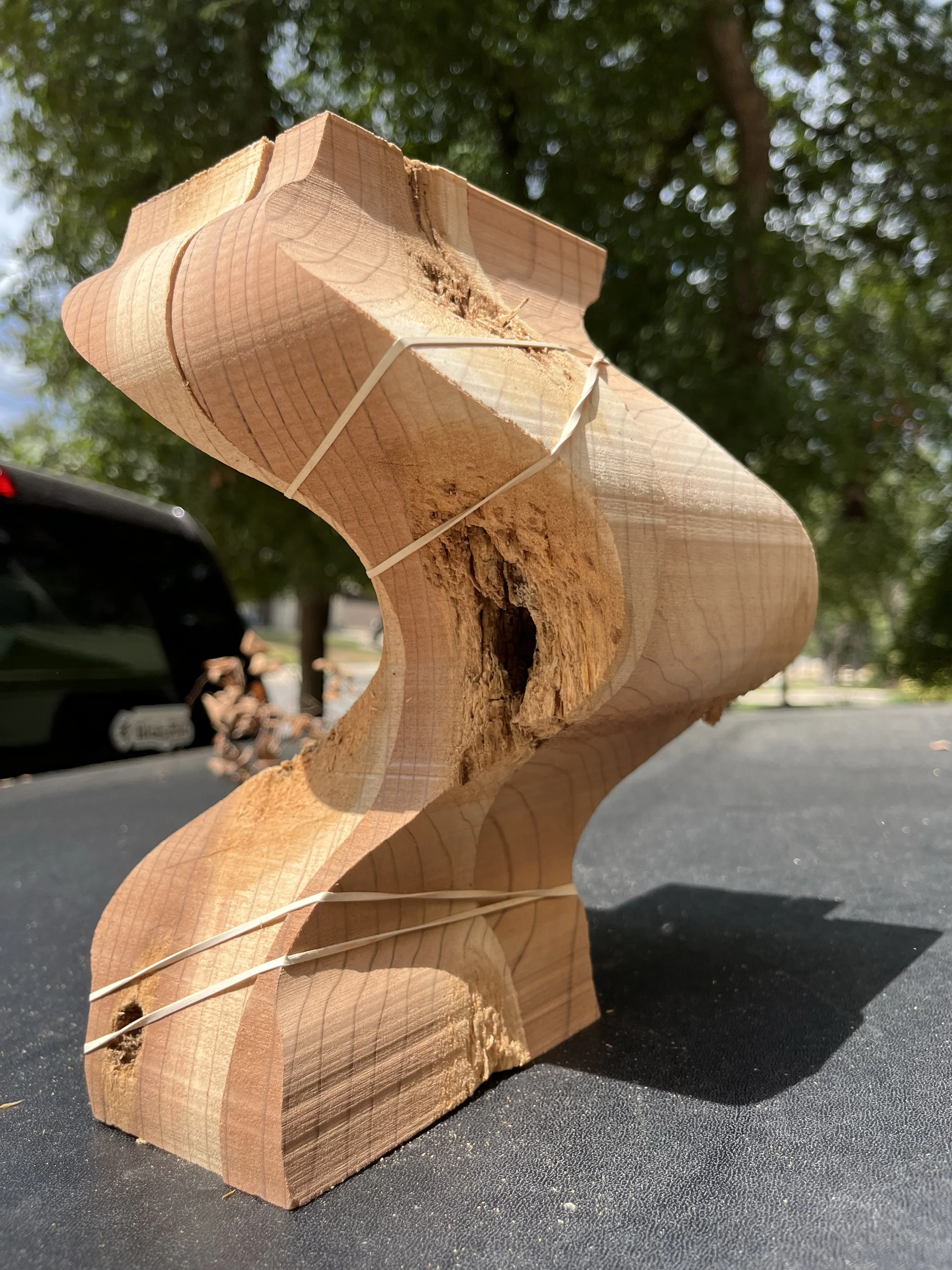 Lamp Curved lamp base from Redwood swing set beam 2.jpg