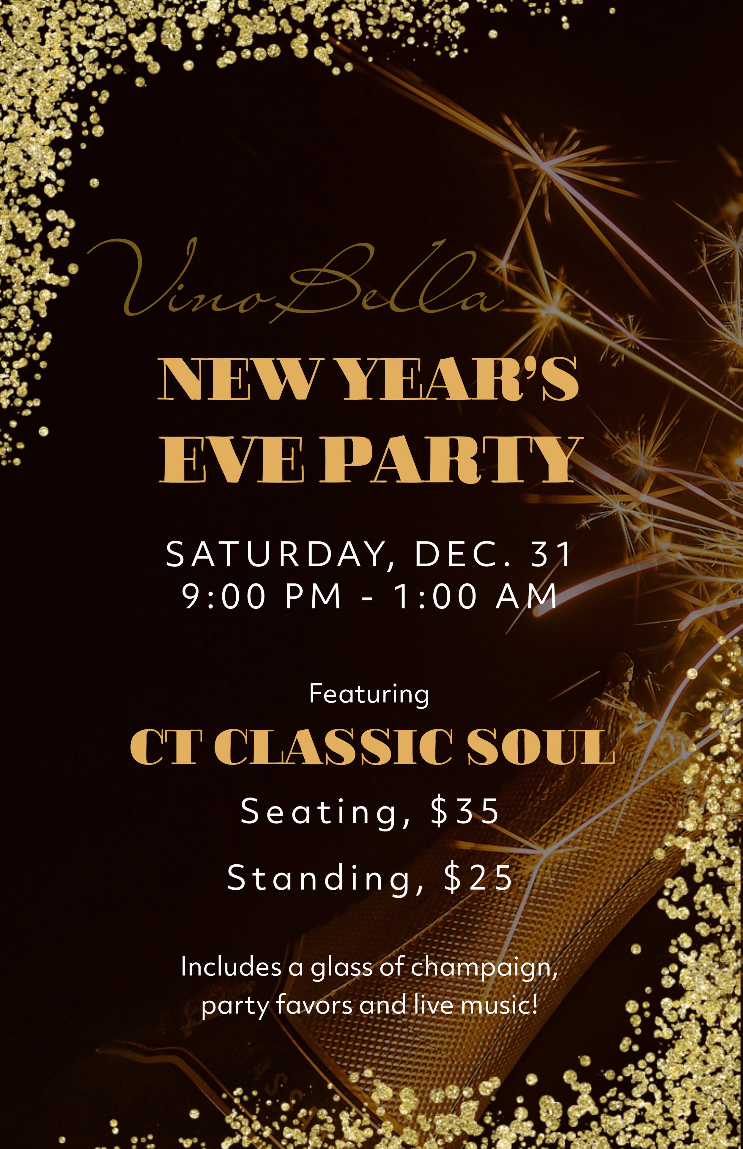 New Years Eve Party with CT Classic Soul — Vino Bella