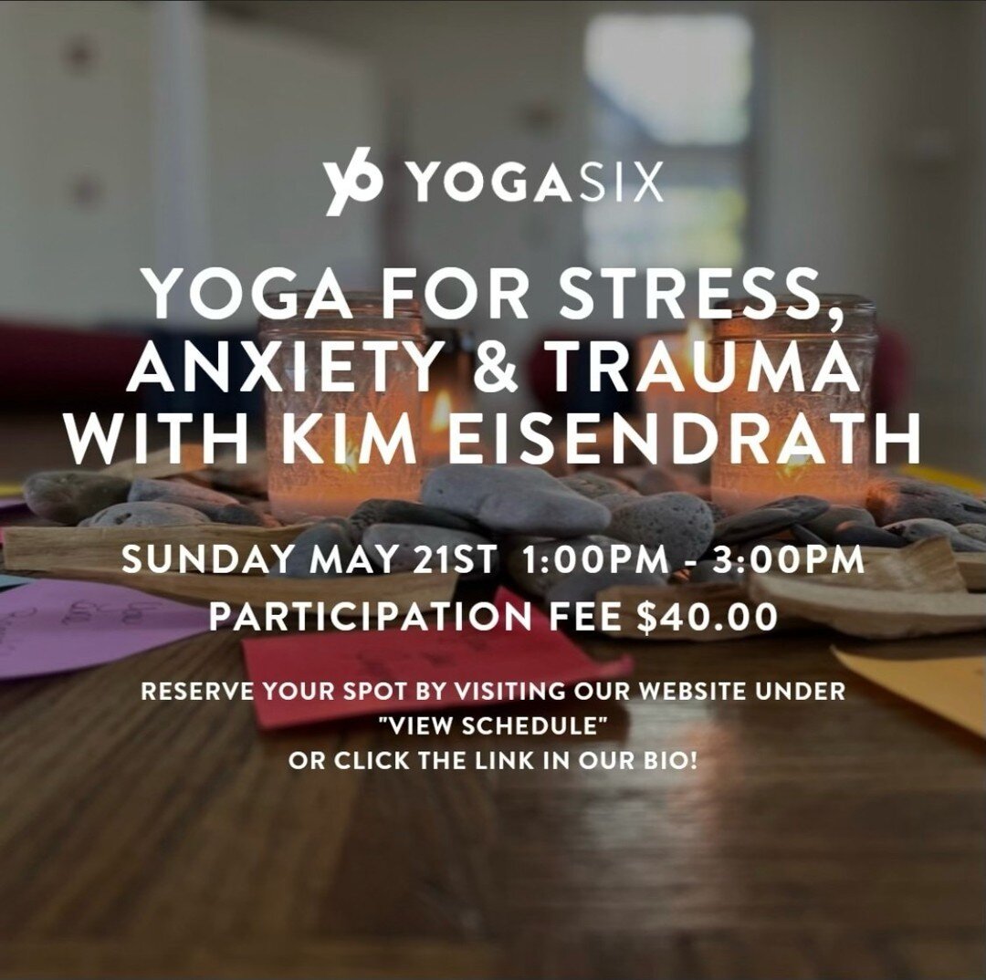 @yogasix_highlandpark is hosting a &quot;Yoga For Stress, Anxiety, and Trauma&quot; workshop on Sunday, May 21st from 1:00PM-3:00PM. The participation fee is $40, and you'll learn about the inner workings of your nervous system during this two hour w
