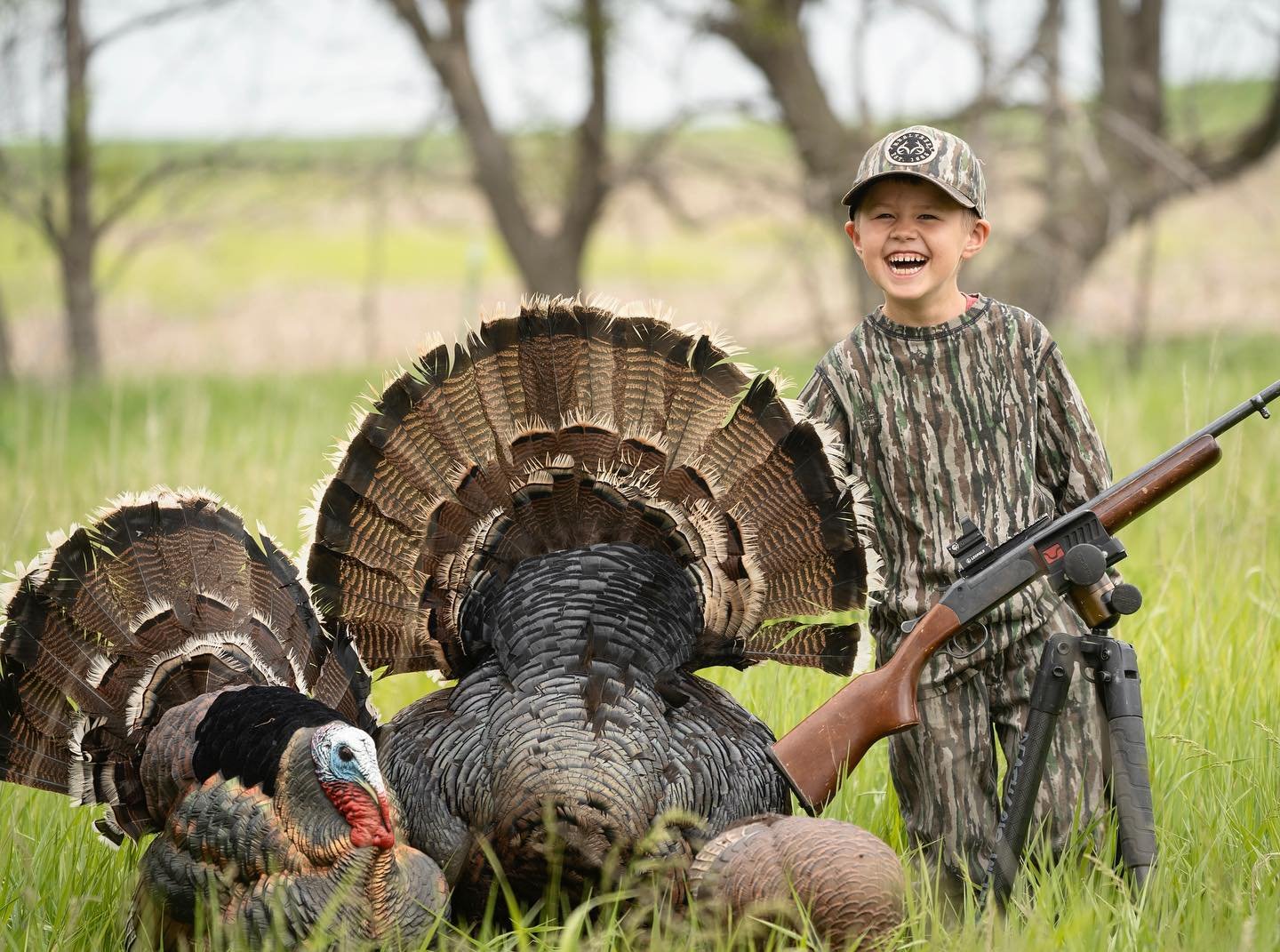 Jax does it again! 🔥

At just 5 years old, Jax made a perfect shot with his  Winchester 410, bringing home his third turkey of his life as he reminded us. He&rsquo;s becoming quite the little hunter and we have so much fun together doing what we lov