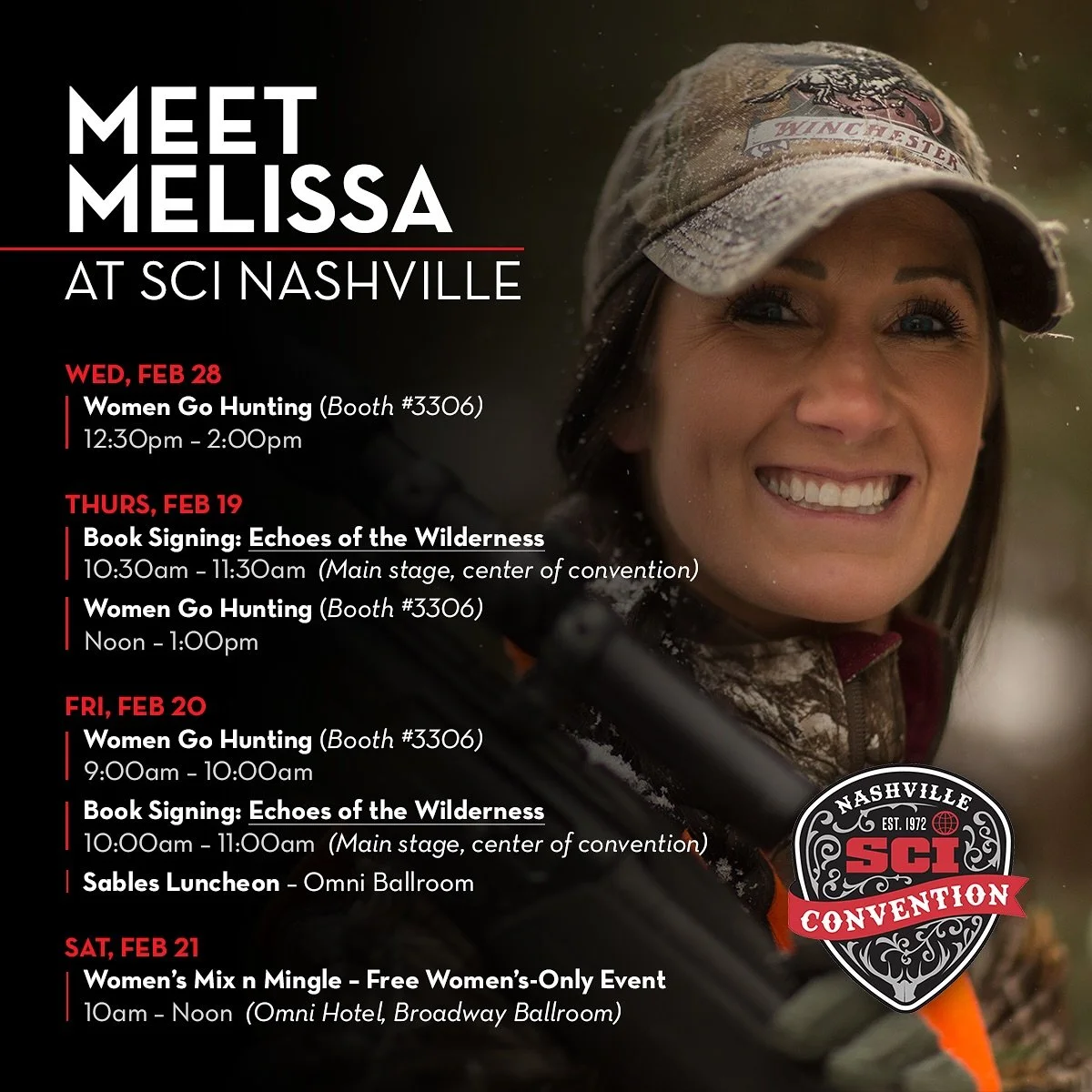Counting down the days to see everyone at @official_sci in Nashville, February 18&ndash;21! Always one of my favorite events of the year. So much to see and love celebrating conservation, hunting heritage, and catching up with so many amazing friends