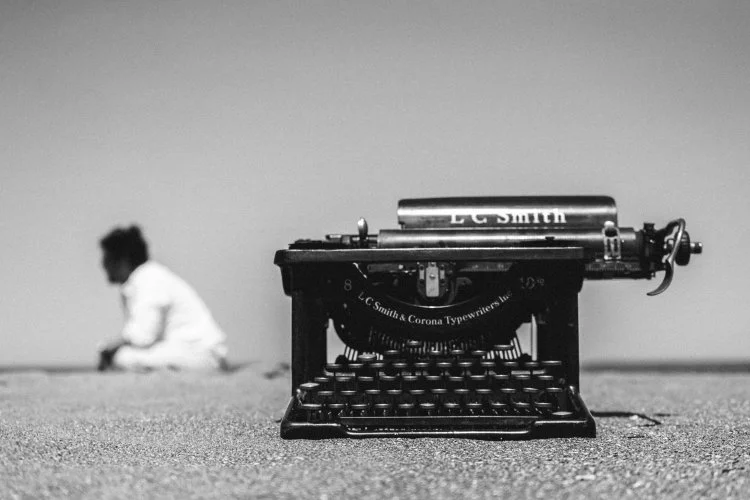 Vintage typewriter on Ontario Beach, Rochester, N.Y. (Photograph by James Bogue)