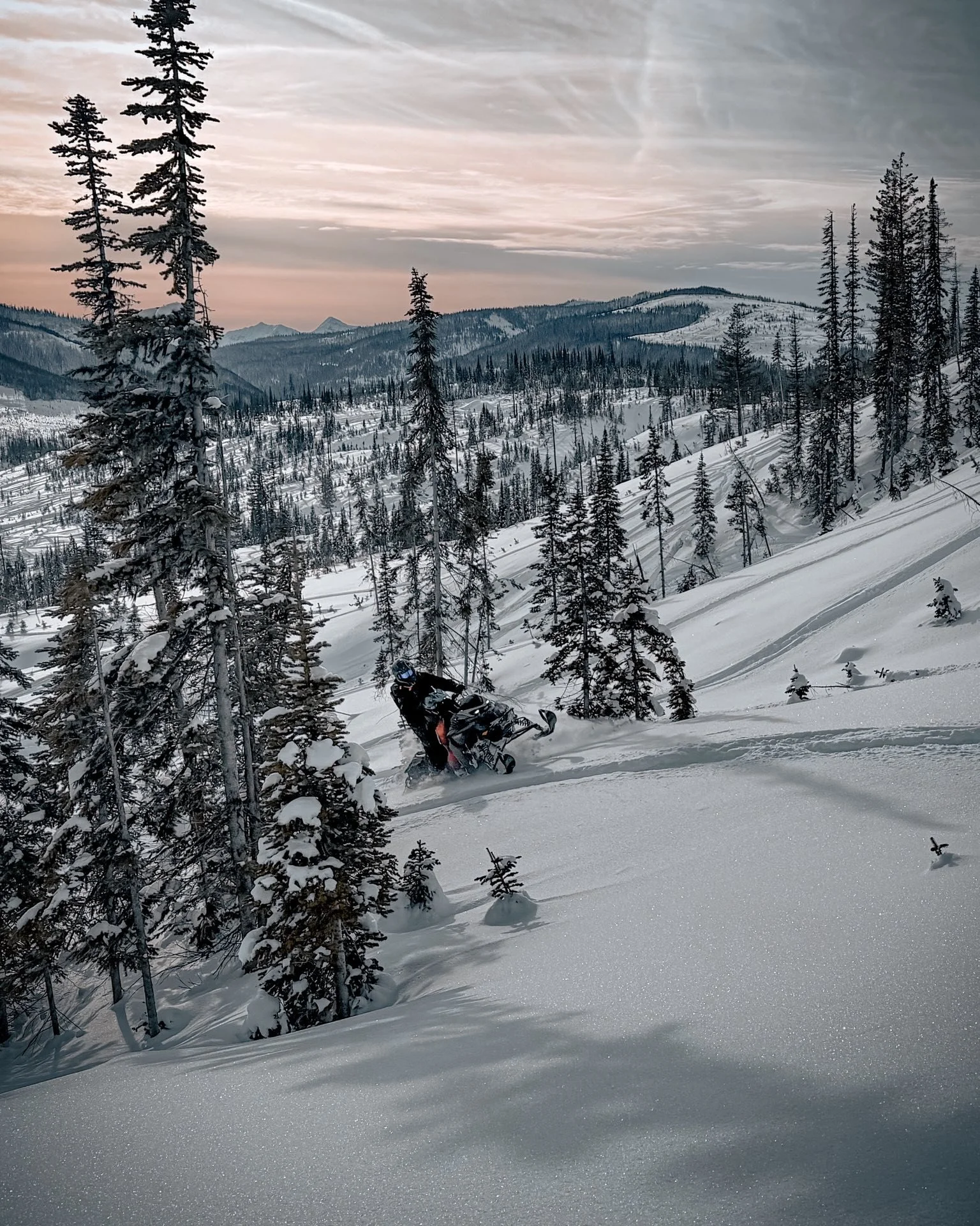 Sometimes you roll into one of your favorite zones and see it tracked out and your first thought is, ah man&hellip; missed it.

Then you stop.
And you really look.

Pow turns etched into the slope. Some smooth. Some a little ambitious. Climb lines th