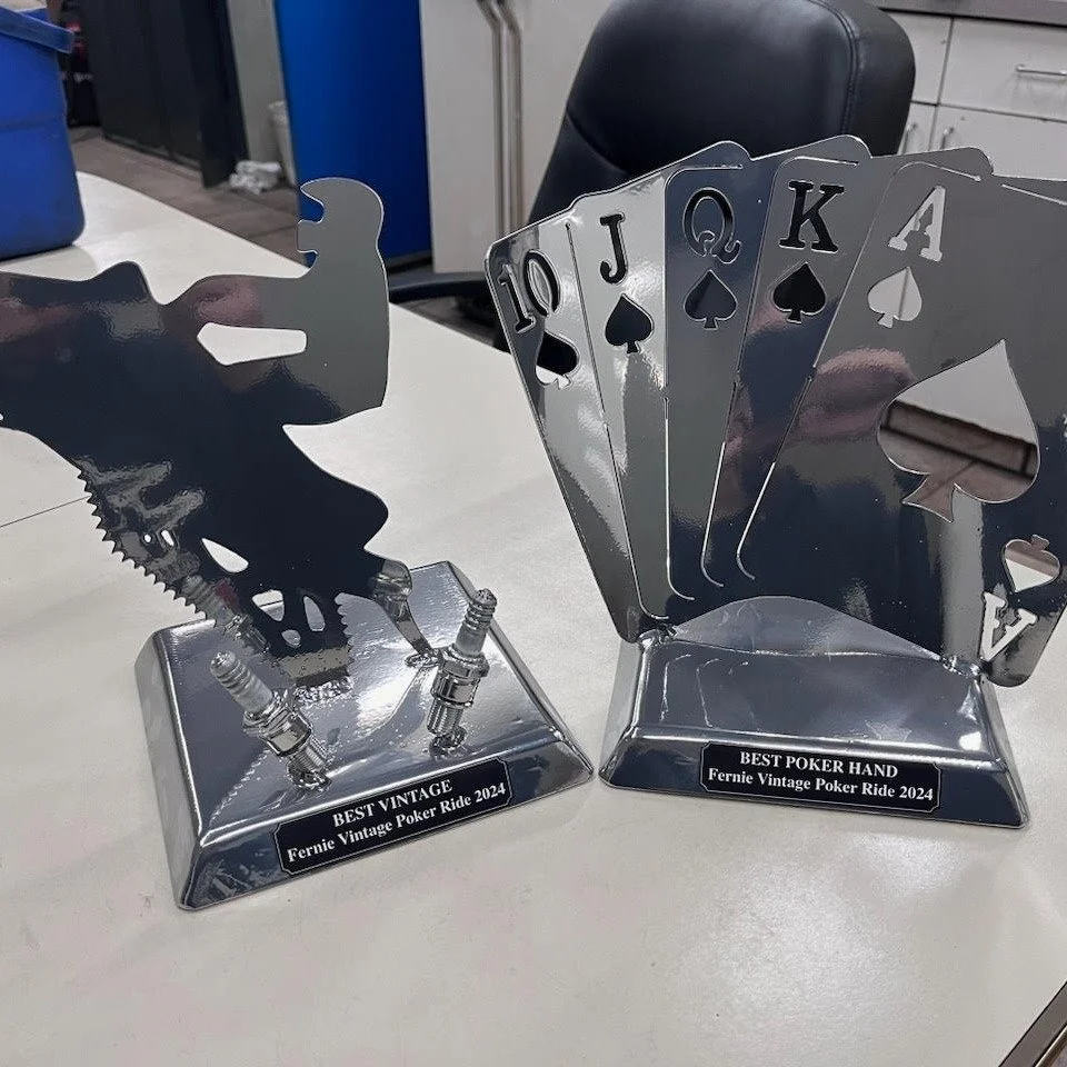 The sleds get the spotlight &mdash; but the trophies steal the show.

One of the best parts of the FSA Vintage Poker Ride? The custom trophies crafted each year by @aaron_weimer19 of Weimer&rsquo;s Welding. No two are ever the same, and every year he