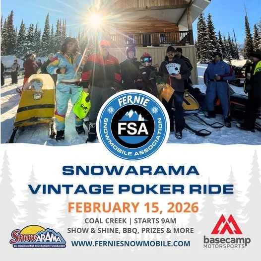 Today's the day! We've got blue skies with 32cm of new snow from yesterdays storm cycle! Join us out Coal Creek for our family day festivities including our vintage poker ride, show and shine, 50/50 draw, Taco's-In-A-Bag lunch and social at the Rolli