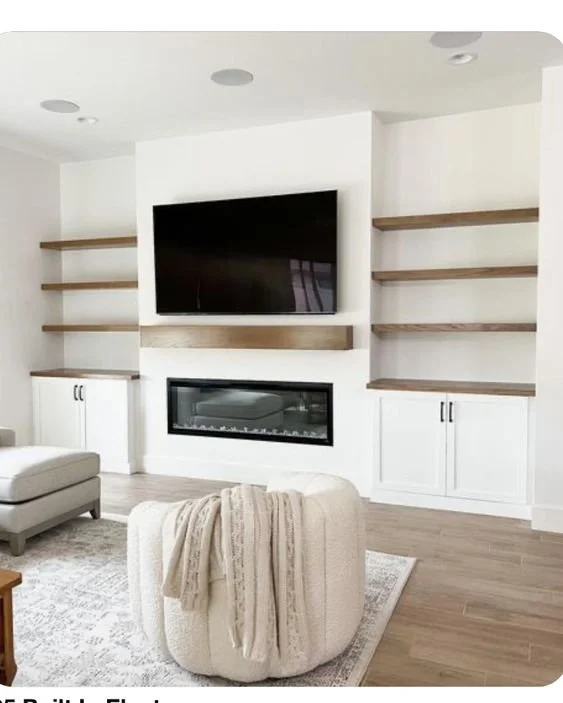 modern fireplace built-in cabinets living room design