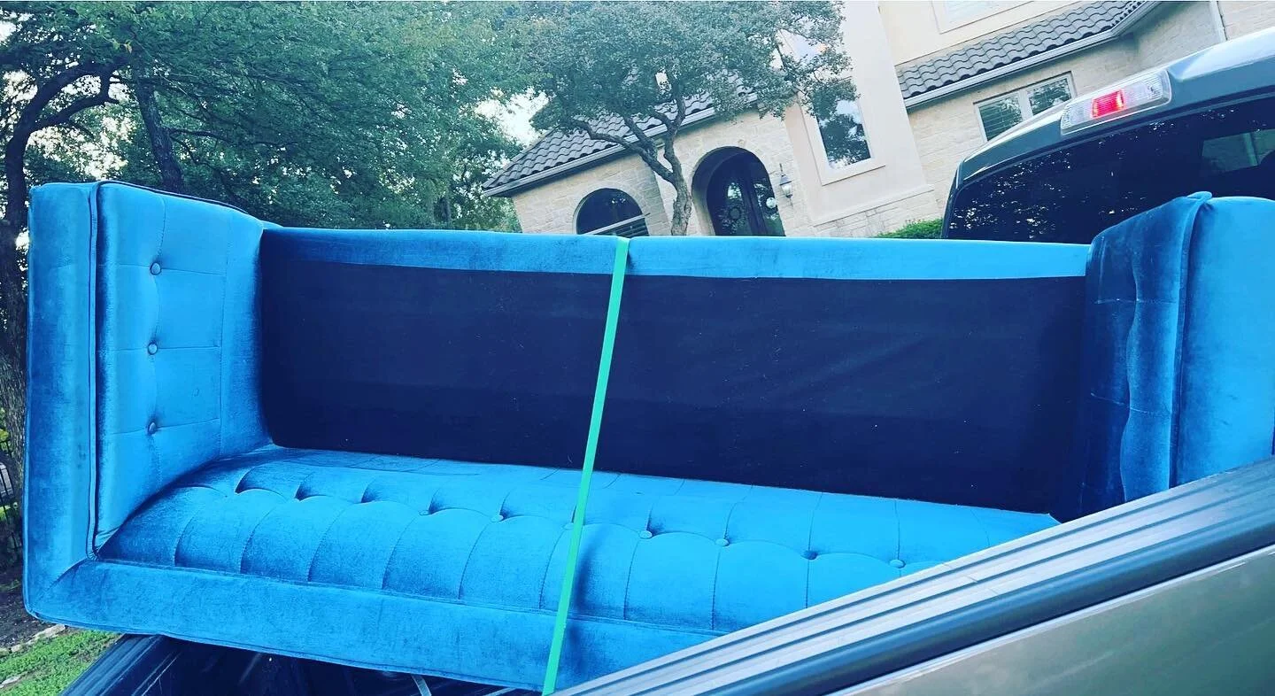 Sometimes on a mundane Monday,
you have to buy a big blue couch…
For your daughter of course… 
To foster joy… and self care and all the things good! 
Also be impressed with our tie down and securing of said couch. 
We been r