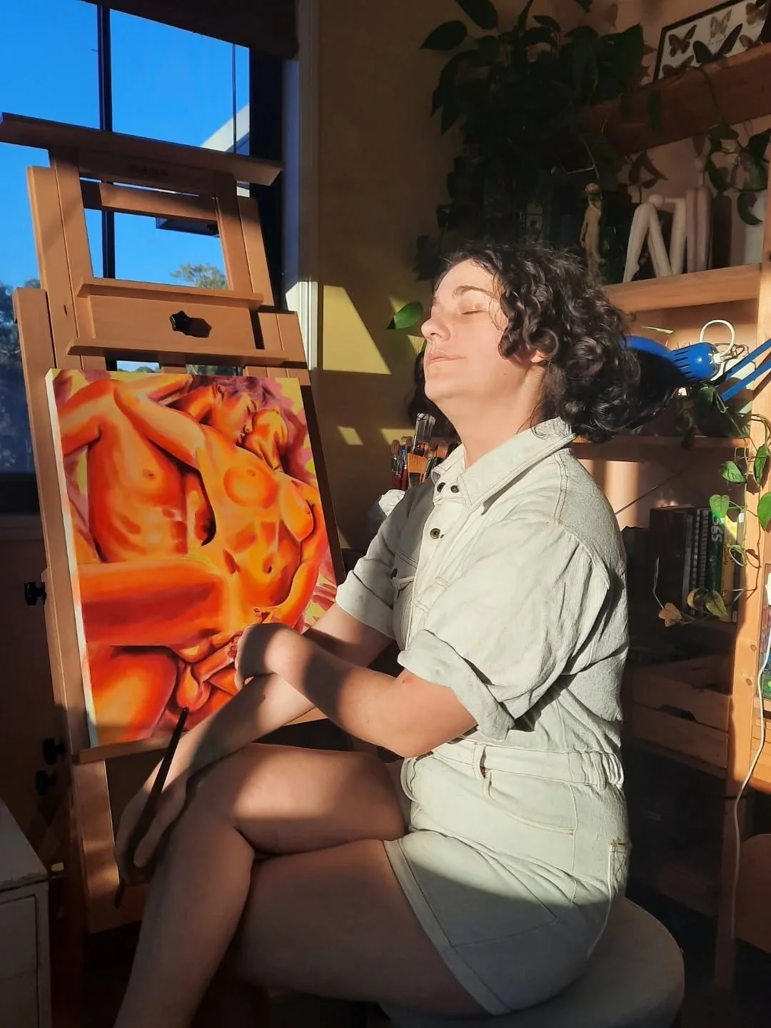 There's a moment when colour feels alive - when every brushstroke breathes heat into the canvas. &quot;Mon Amour&quot; is that moment for me. A study in warmth, connection and the quiet power of surrender. 
Each layer of orange and rise flickers like
