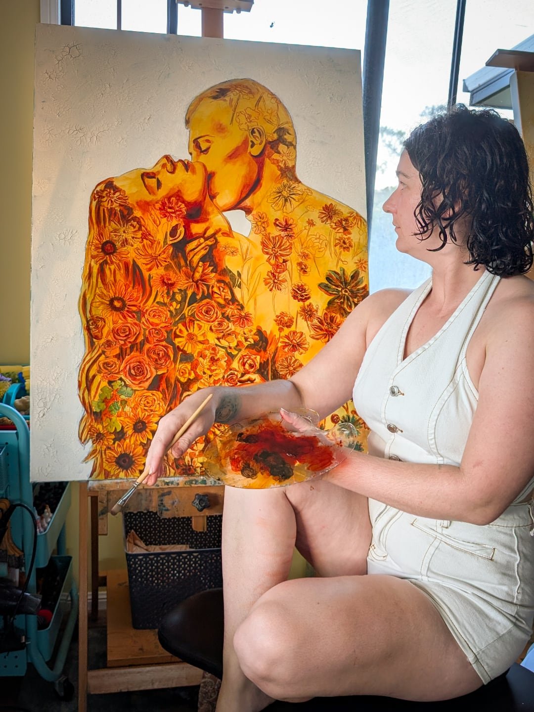 Each gentle layer brings the story forward. . . 🌹
What would be a good title for this one? 
Comment below 👇 

#artthatheals #workinprogress #floralart #couples #love #mixedmedia #underpainting #artoftheday #bloomwithgrace #visionaryart #visualpoetr