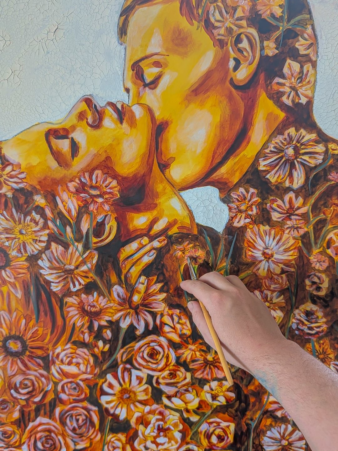 Slowly coming into focus...
Time to begin glazing this piece and bring these colourful blooms to life 🌼

#workinprogress #painting #underpainting #earthtones #bloomwithgrace #romanticart #floralart #portraitart #intuitiveart #visualpoetry