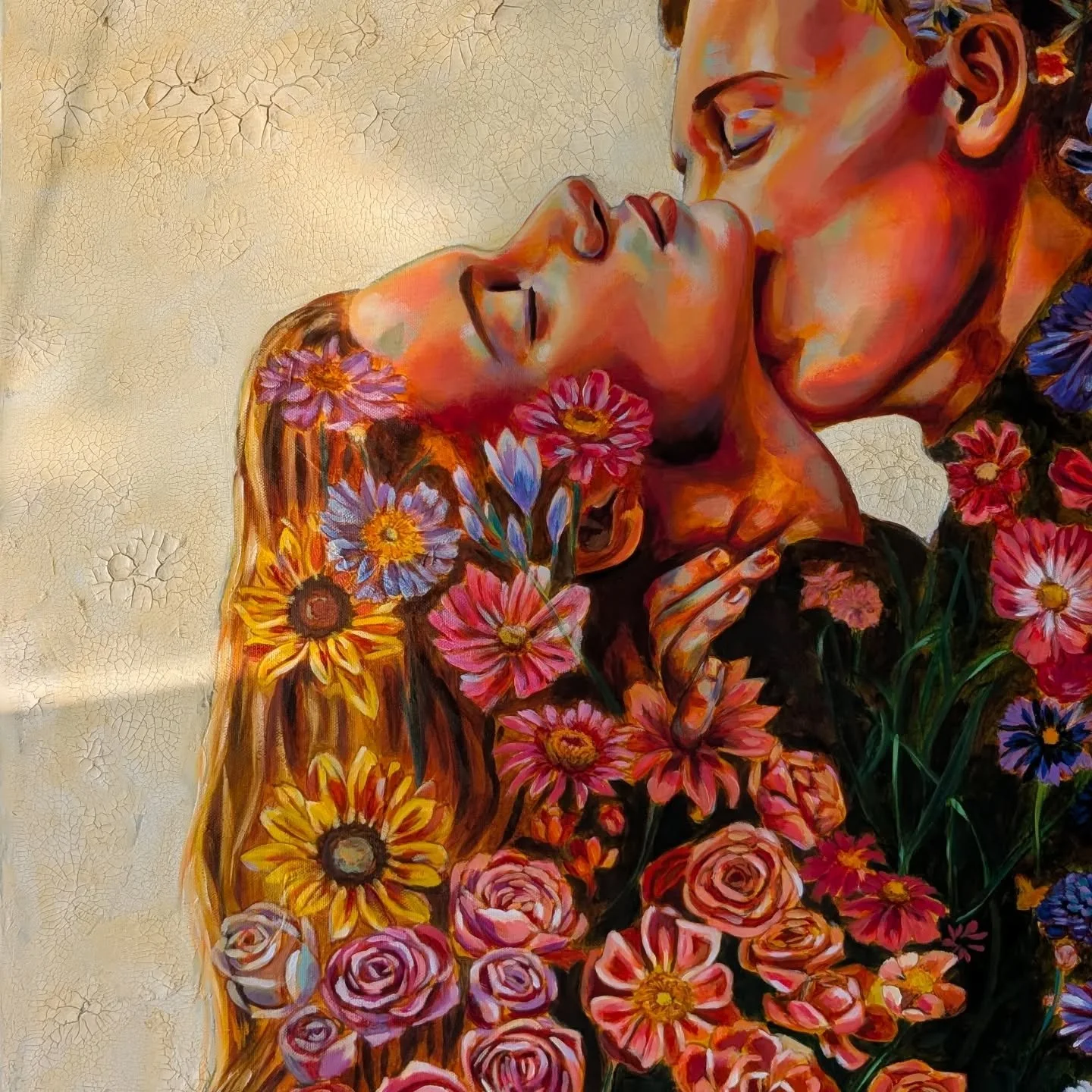 Watching the afternoon sun dance across my canvas and make the colours sing 🌼

#painting #love #romanticart #floralart #expressiveart