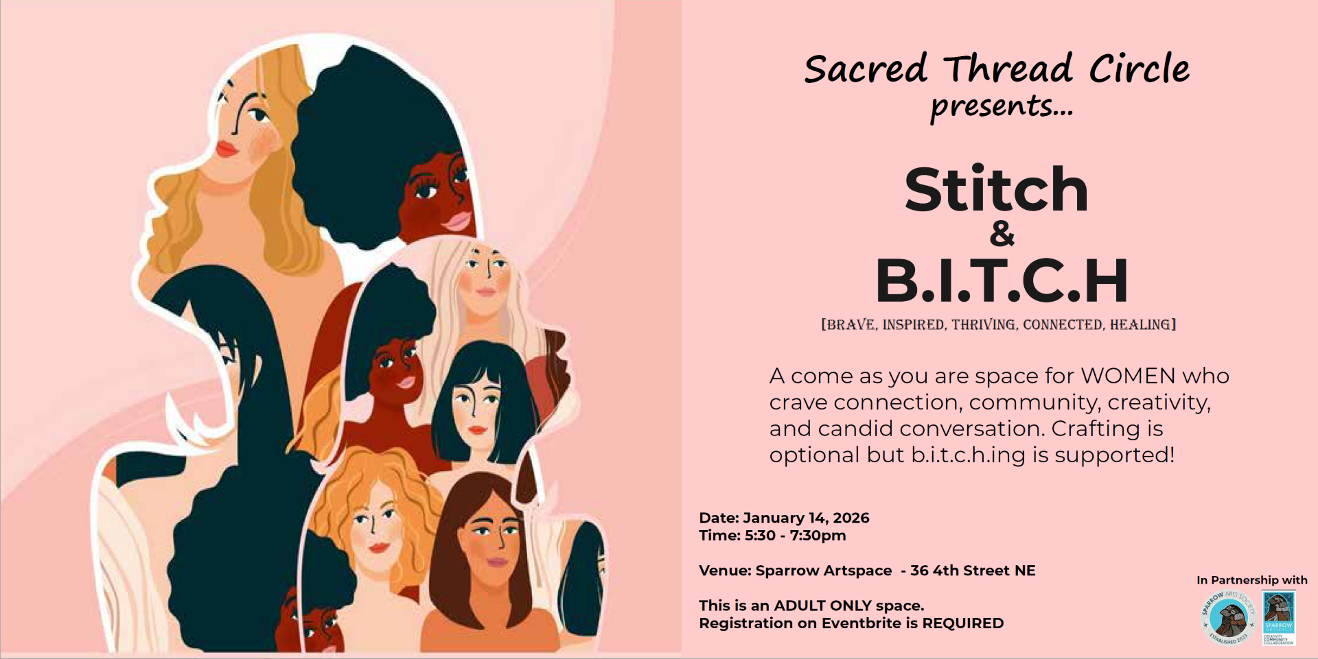 Stitch &amp; B.I.T.C.H (Brave, Inspired, Thriving, Connected, Healing) Circle
