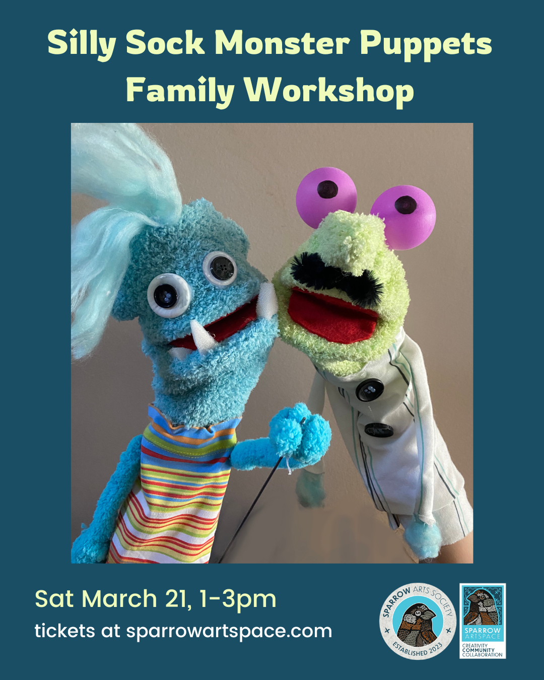 Silly Sock Monster Puppets Family Workshop