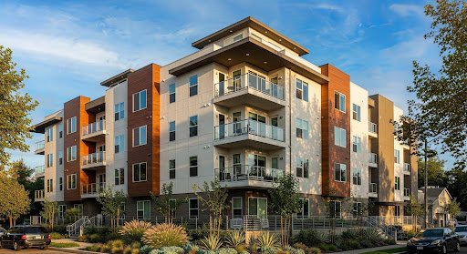 Multicolored Sacramento apartment building avoid receivership Park Glen Management