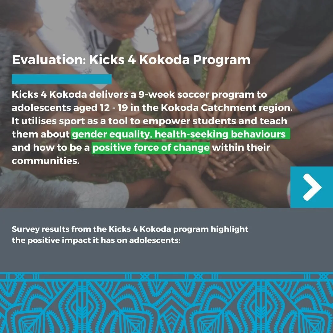 Kicks 4 Kokoda shoots for change!🦋

This 9-week soccer program embraces the power of sport to empower participants aged 12-19 by connecting them to vital services, and mentors and educating them on healthy behaviours needed to improve their lives, l