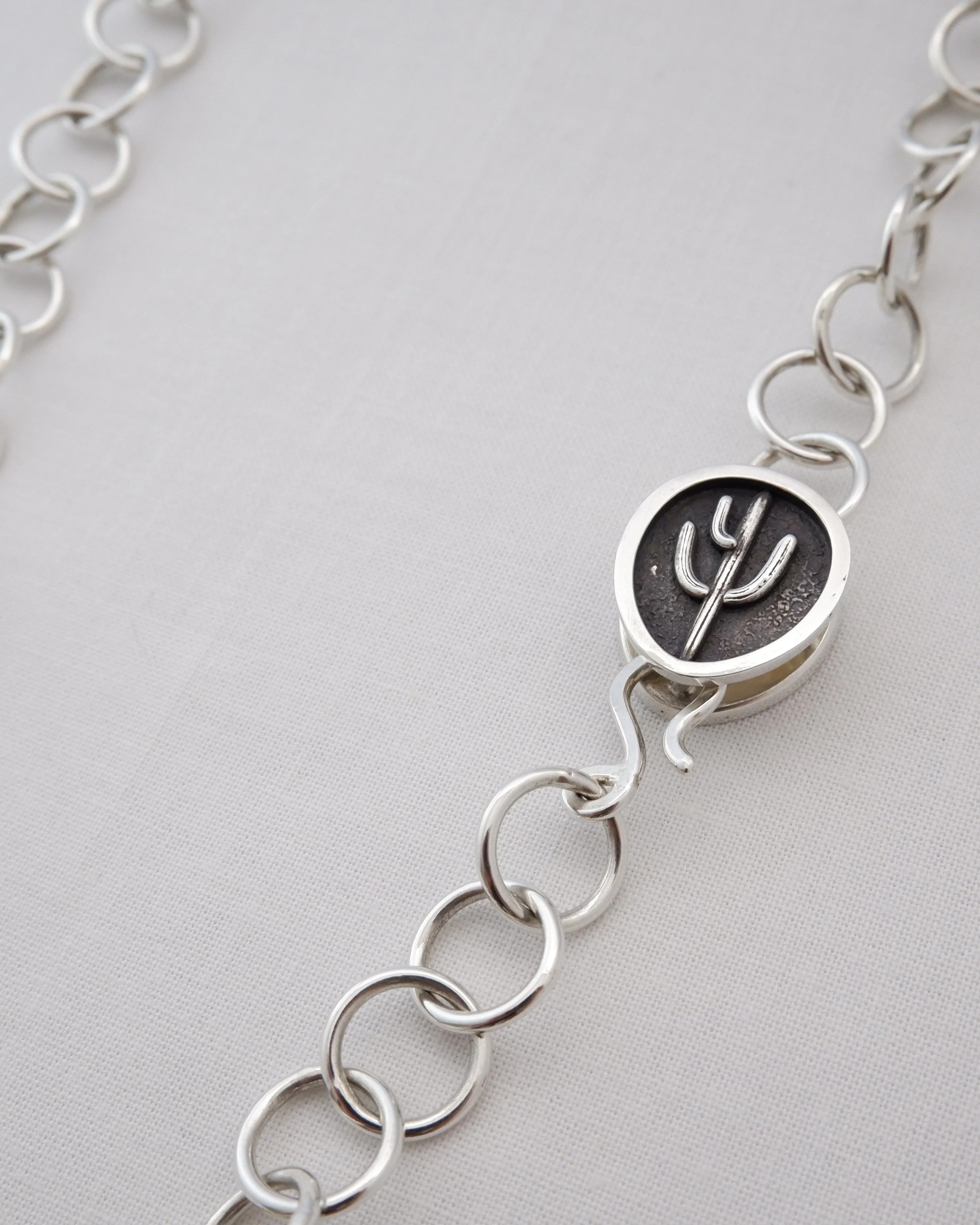 Six way convertible ENB handmade chain silver saguaro reversible lariat necklace.jpg