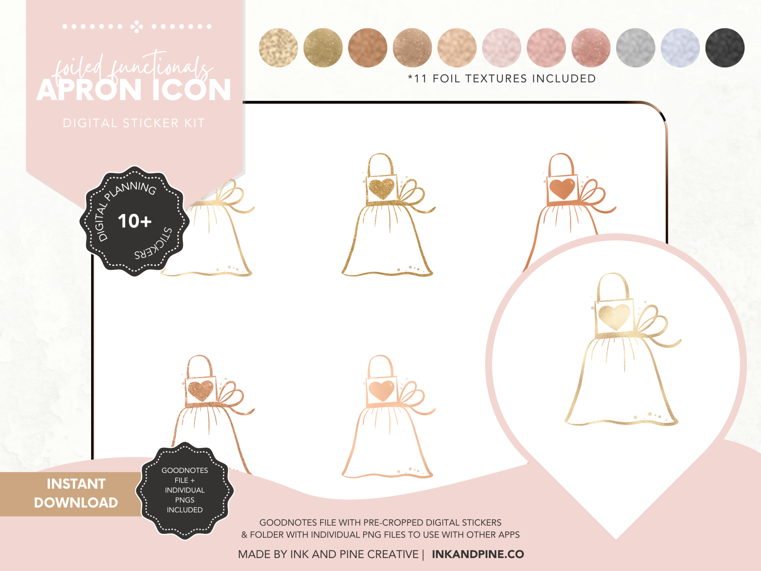 Foiled Apron Icon Functional Sticker Kit