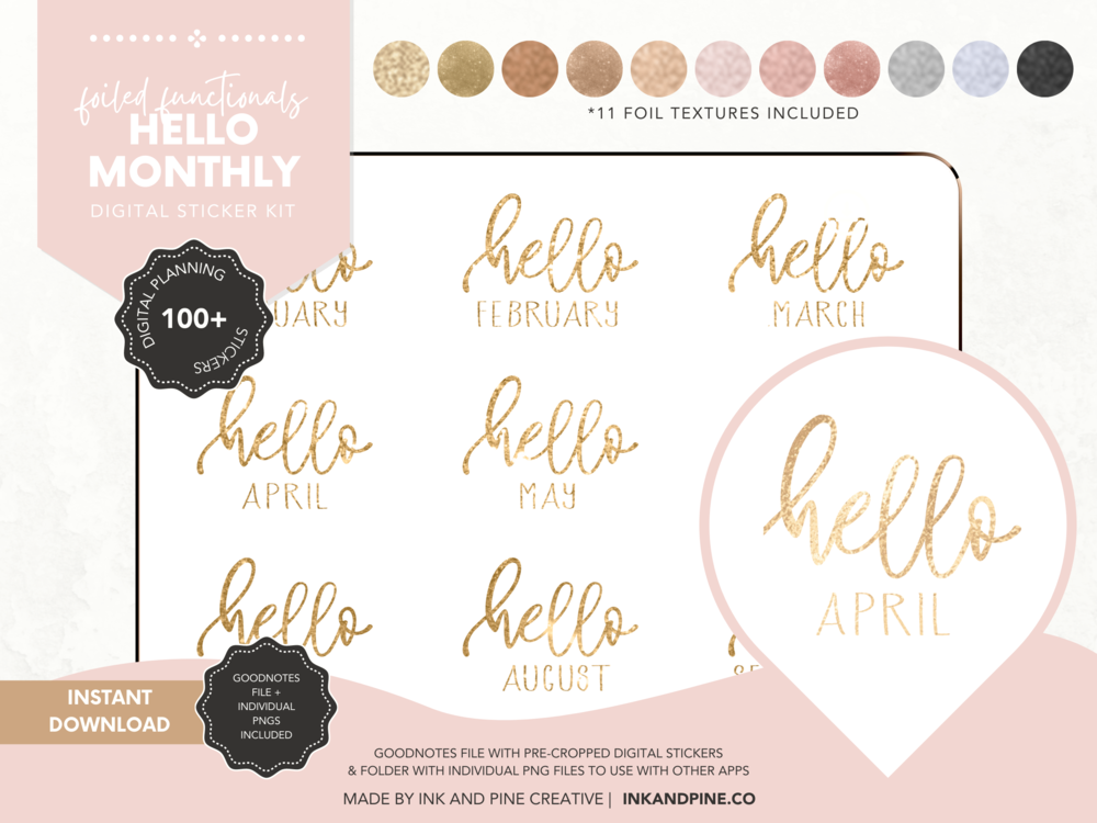 Month Stickers Vector Design Images, Hello Month Sticker Set, Journaling,  Sticker Month, Sticker PNG Image For Free Download