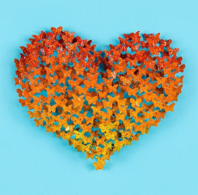 Flying Love, size n.d, Orange on light blue background, butterflies.jpg