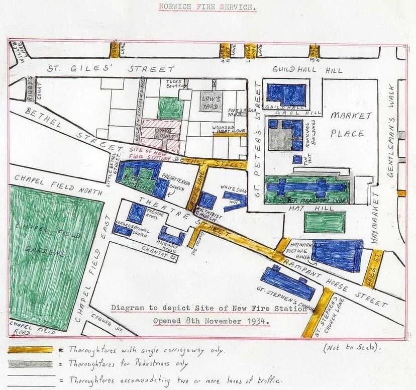 This fascinating map shows the road layout around The Assembly House in the 1930s before the building of City Hall and the new fire station.

It clearly shows the warren of courts and yards which are now underneath the municipal building, from Tucks 
