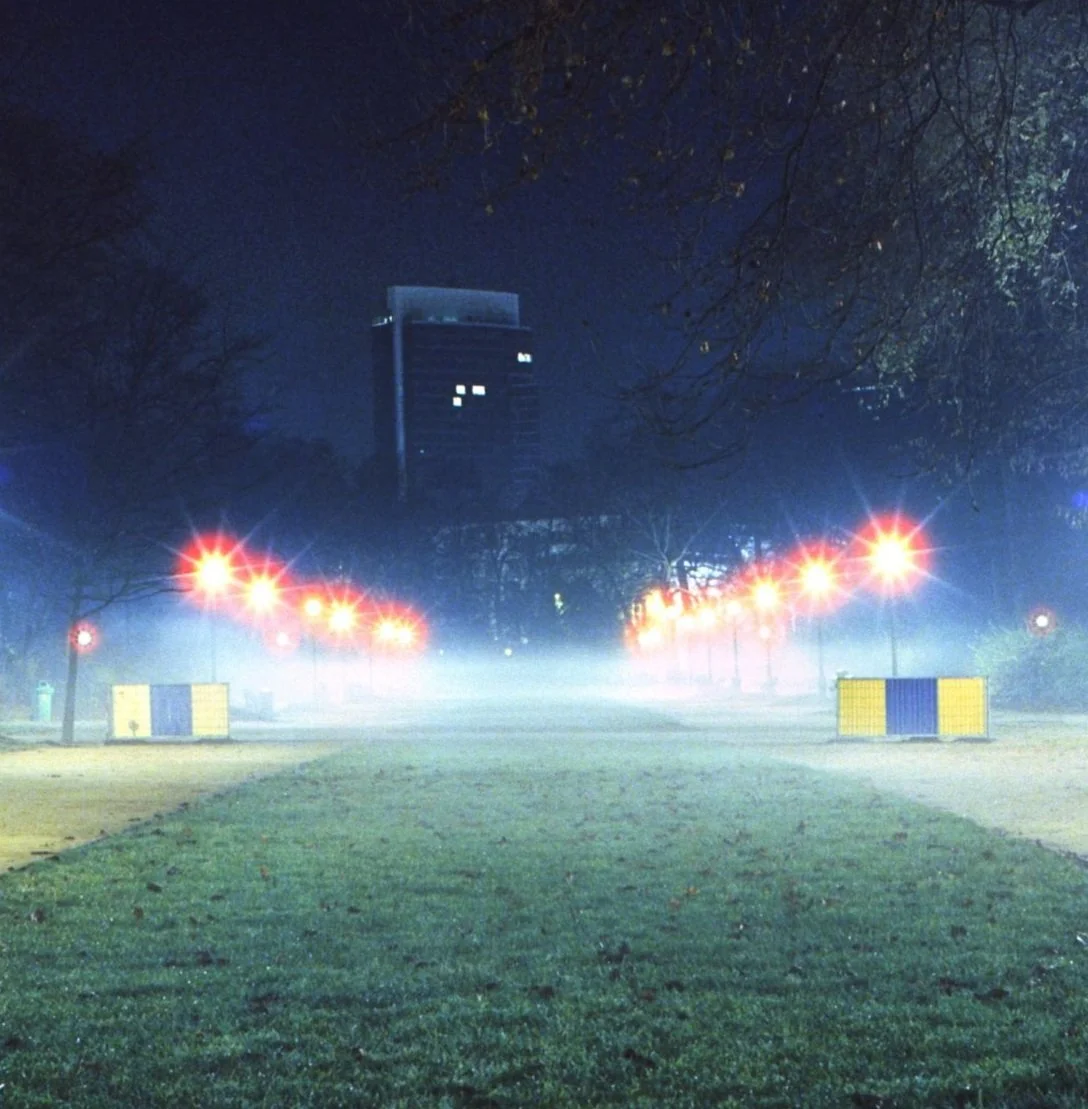 Cinestill 800T shot at night in Brussels Park with a Hasselblad 500CM