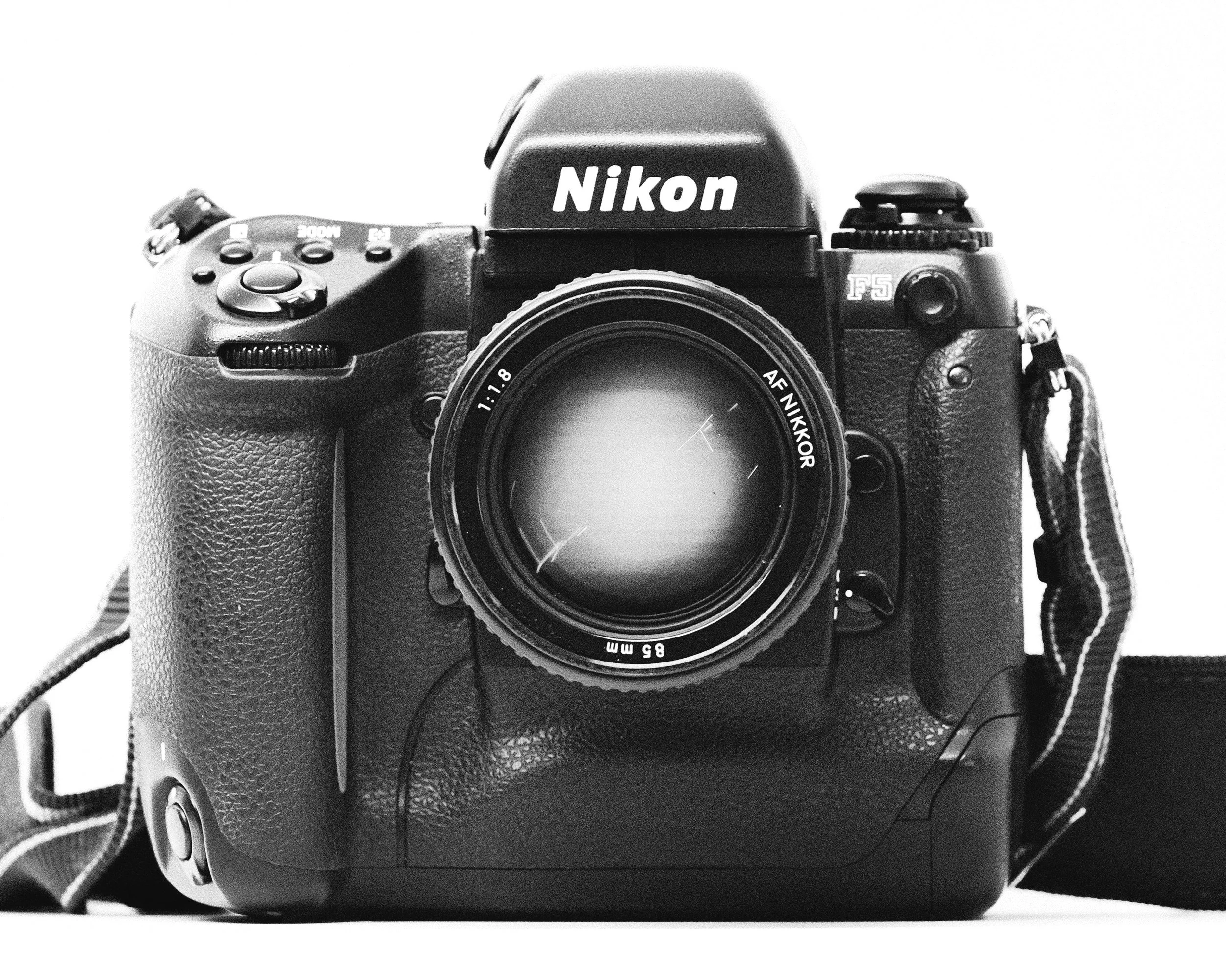 Nikon F5 camera black and white