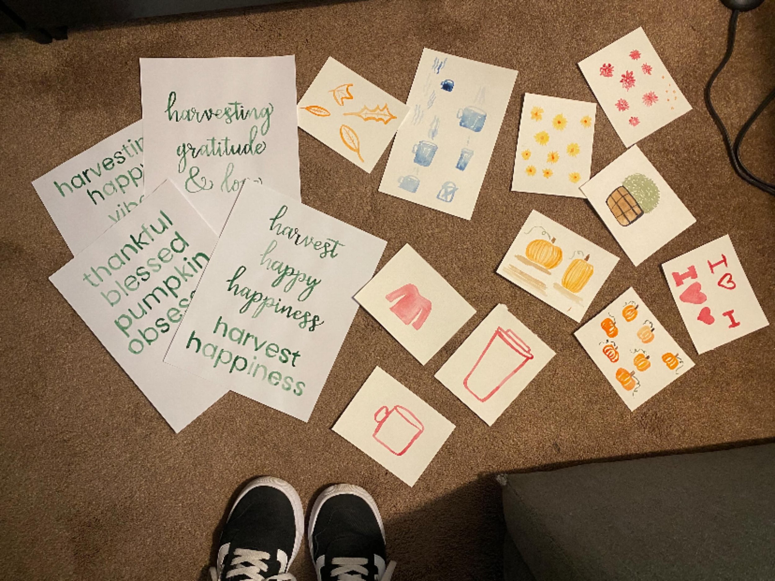 🍁 I am working on an Autumn collection for my @catcoq Collective October Challenge. 

🥰 A few days ago, I scanned in these beauties.

🤧I have a sick kid at home, so I&rsquo;m a few days behind schedule. I'm keeping my fingers crossed that today, I