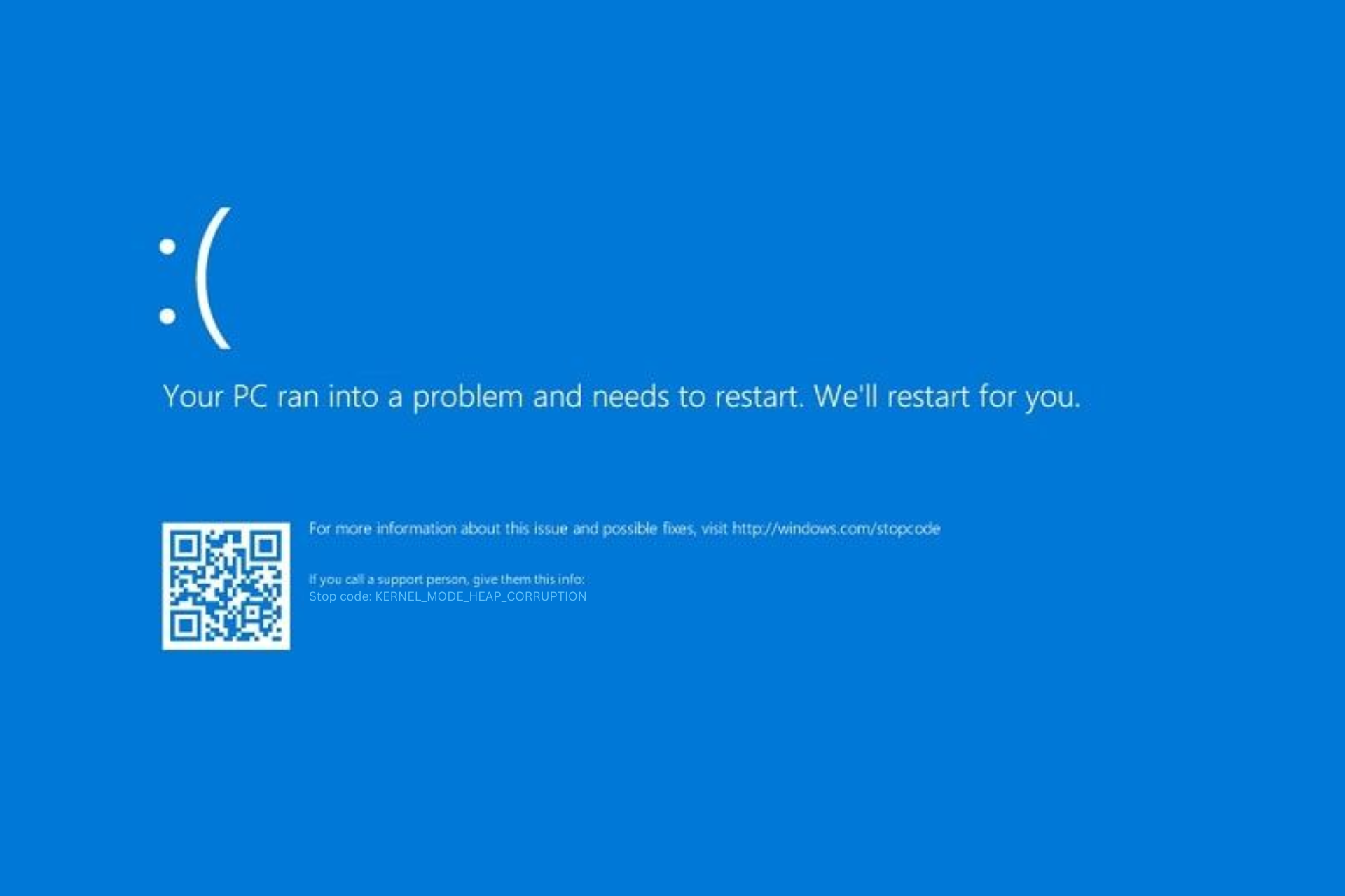 0x0000013a or KERNEL_MODE_HEAP_CORRUPTION