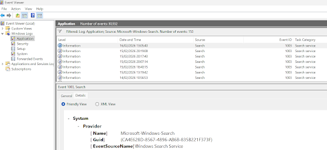 Event Viewer Windows Search Events