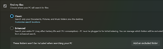 Control Windows Search Settings