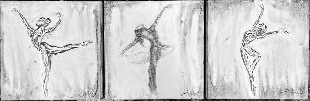 Trilogie Tänzerin 3, 1, 2 | je 40 x 40 cm | 2023 | VERKAUFT