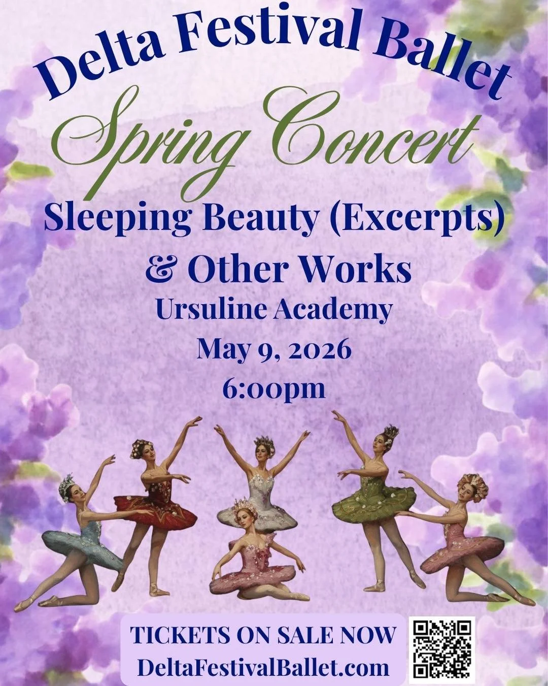 🪻🌷🌹 Spring Concert Tickets are on sale now!  Visit Deltafestivalballet.com to purchase your tickets today.

The Spring Concert is a mixed bill featuring excerpts from Sleeping Beauty, Grand Tarantelle and new works.  #dancerlife #noladance #nolada