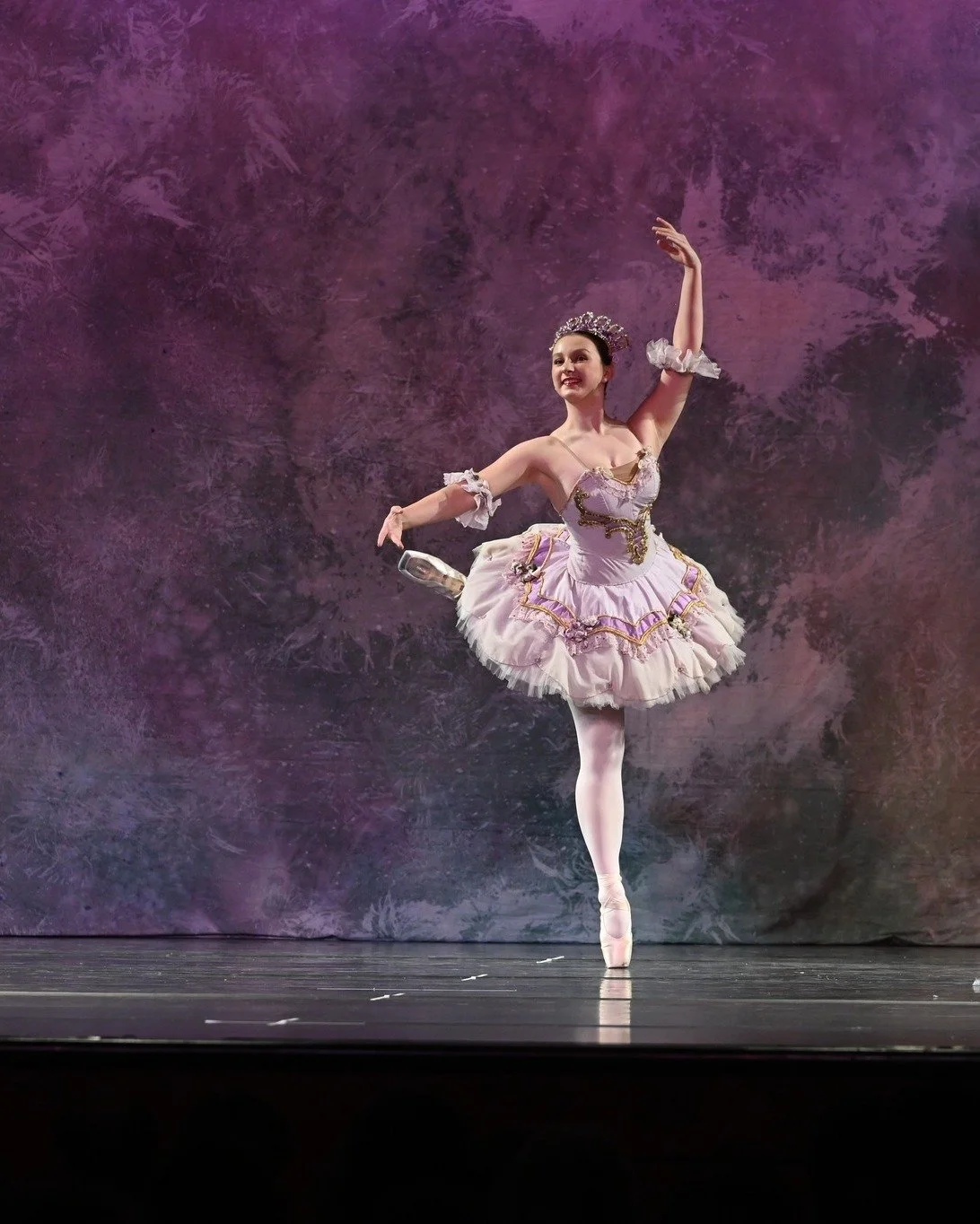 In The Sleeping Beauty, the Lilac Fairy bestows wisdom to Aurora.  Congratulations to Olivia on her wise performance! 💜💐 #springconcert #dancerlife #noladancers #ballet #legacy #supportballet #onetimeinnola #followyournola #dancer #dance #sleepingb