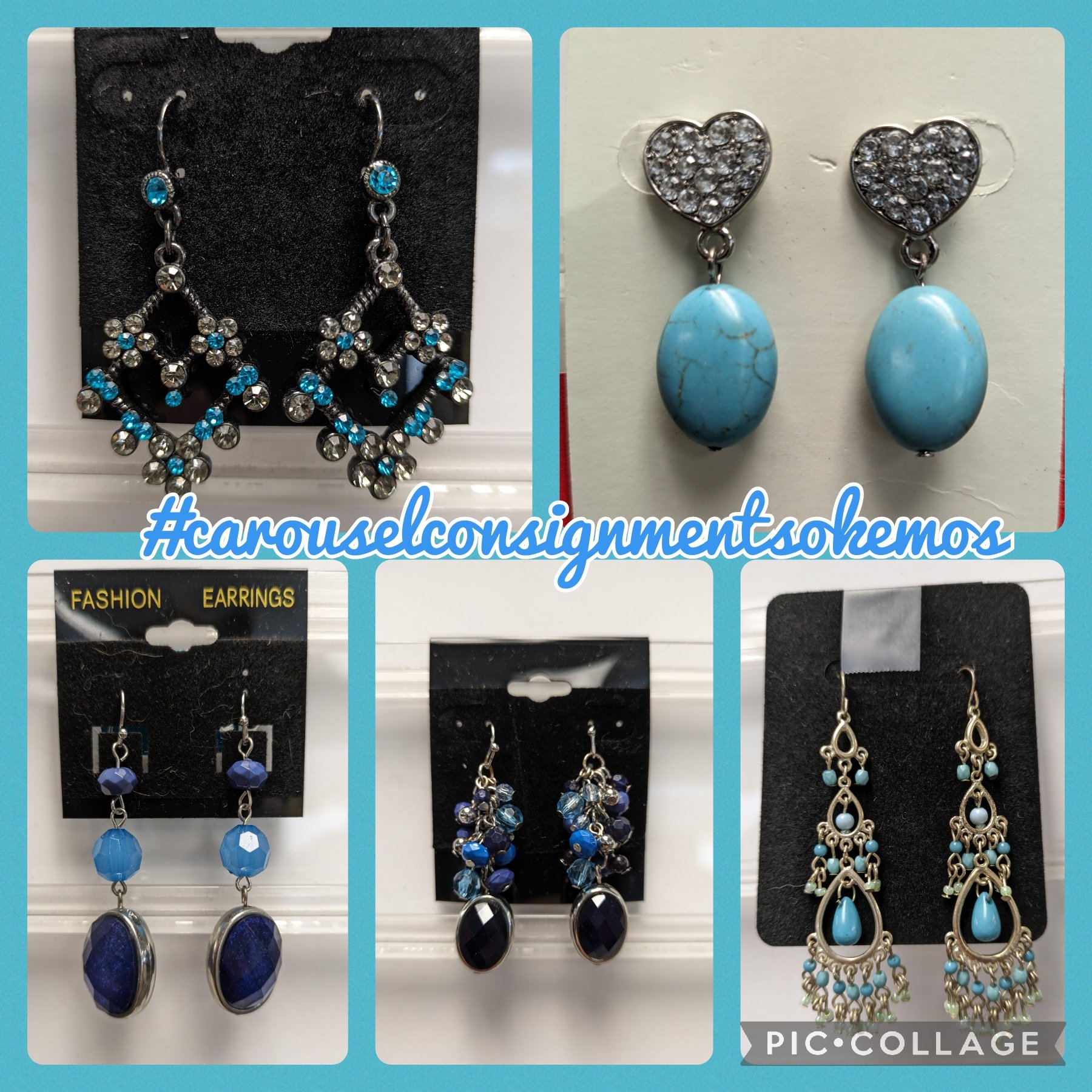 🎀Accessorize🎀
Clockwise from Top Left
Chandelier $7
Heart &amp; Turquoise $7
Tiered Turquoise $7
Jangled Blue Beads $6
3 Layered Beads $6
#carouselconsignmentsokemos #shoplocal #shopsmall #shopsmallbusiness #resalenotretail #shopconsignment #shopse
