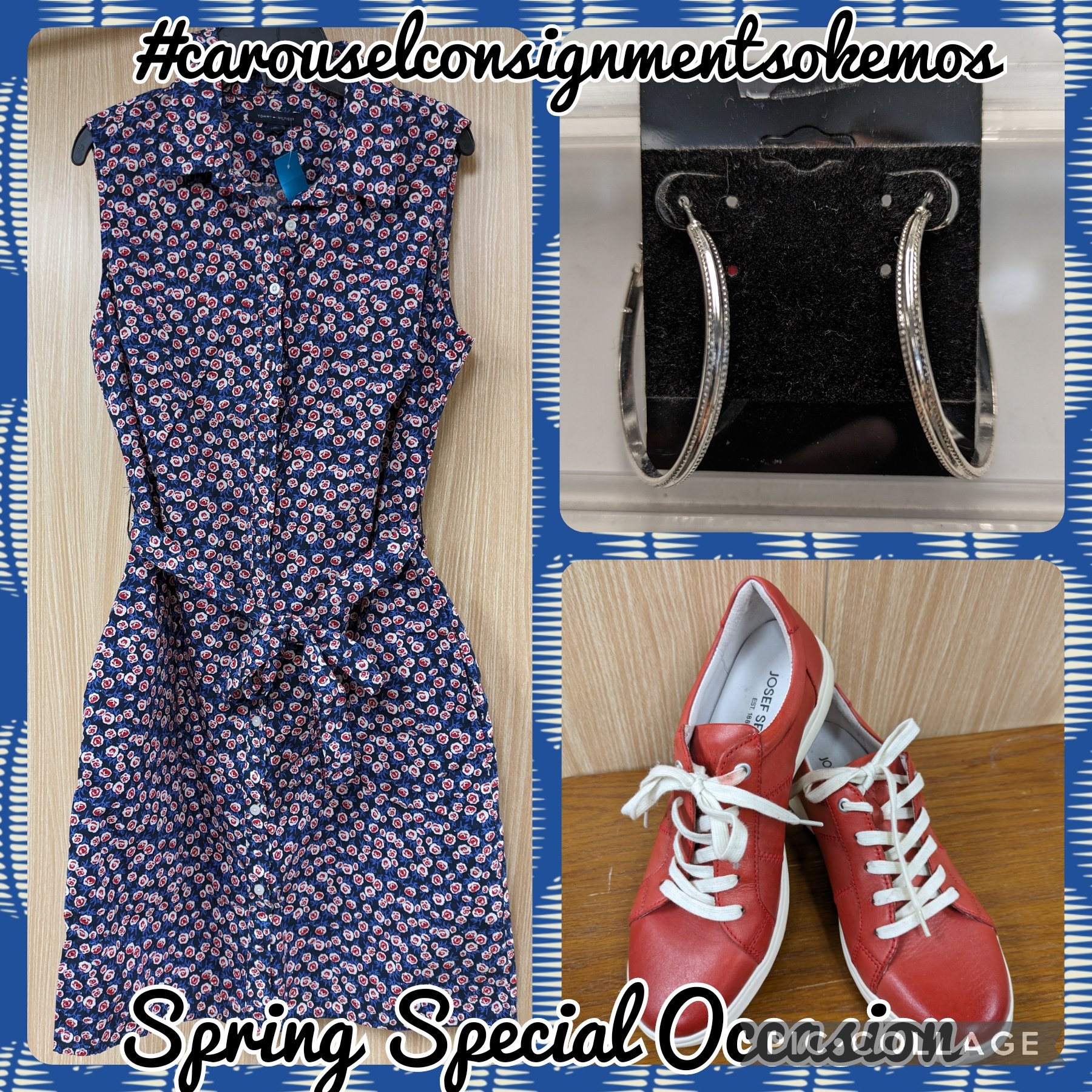 💐Spring Special Occasion💐
Tommy Hilfiger Shirt Dress Size 10 $18
Bright Shoes-Josef Seibel Size 7 $33
Silver Hoop Earrings $6
#carouselconsignmentsokemos #shoplocal #shopsmall #shopsmallbusiness #resalenotretail #shopconsignment #shopsecondhand #pr
