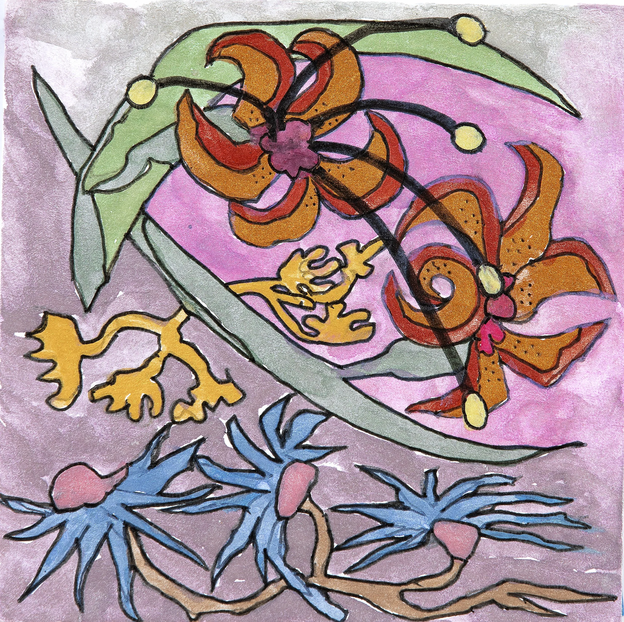 iridescent watercolor, 5.5" x 5.5", 2026