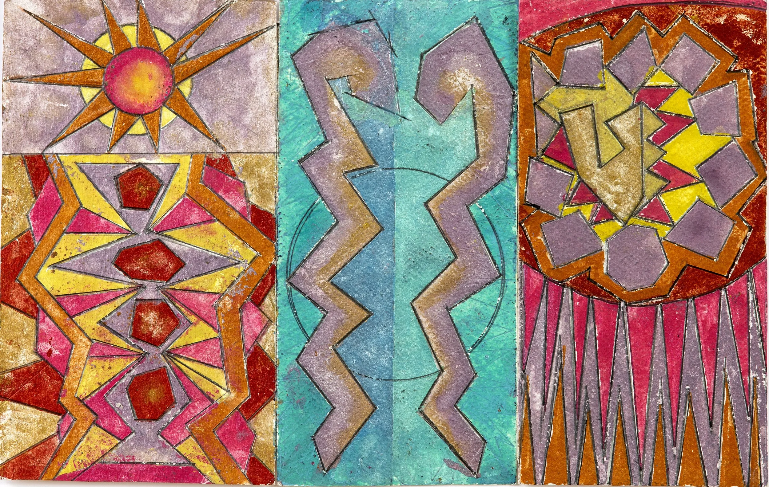 Two Guardians, iridescent watercolor, 13" x 9", 2026