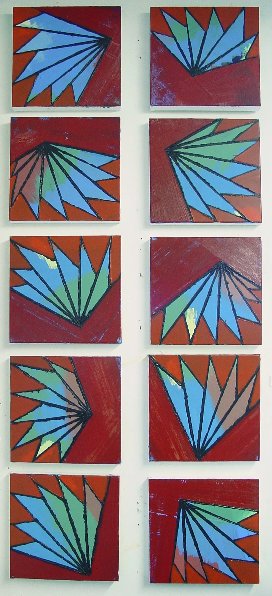 Origami, acrylic on canvas, installation 64" x 27", 2006