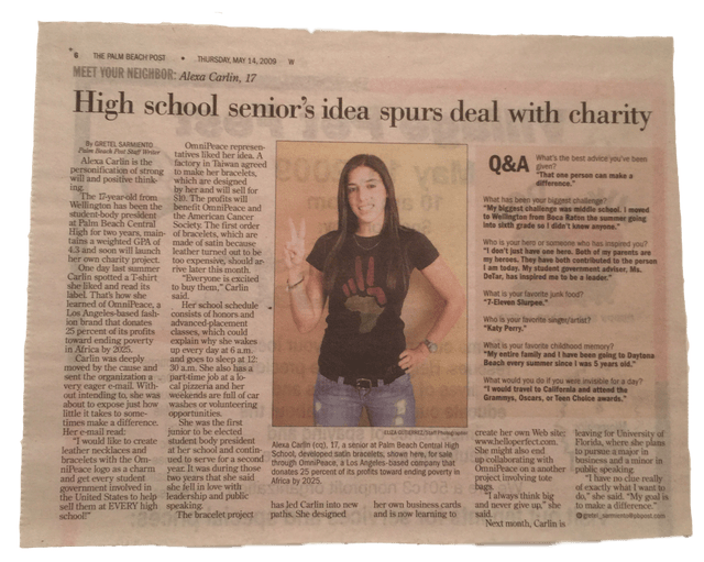 Ch 3: Be Resourceful - My first piece of press after starting my jewelry business as a licensee of OmniPeace.