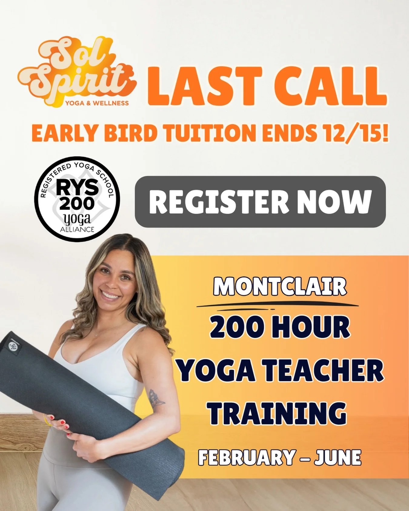 ✨ LAST CHANCE! ✨

Our Early Bird tuition ends December 15, and this is your final opportunity to save $350 on our 200-Hour Yoga Teacher Training in Montclair!

Whether you&rsquo;re ready to deepen your practice or feel called to step into the role of