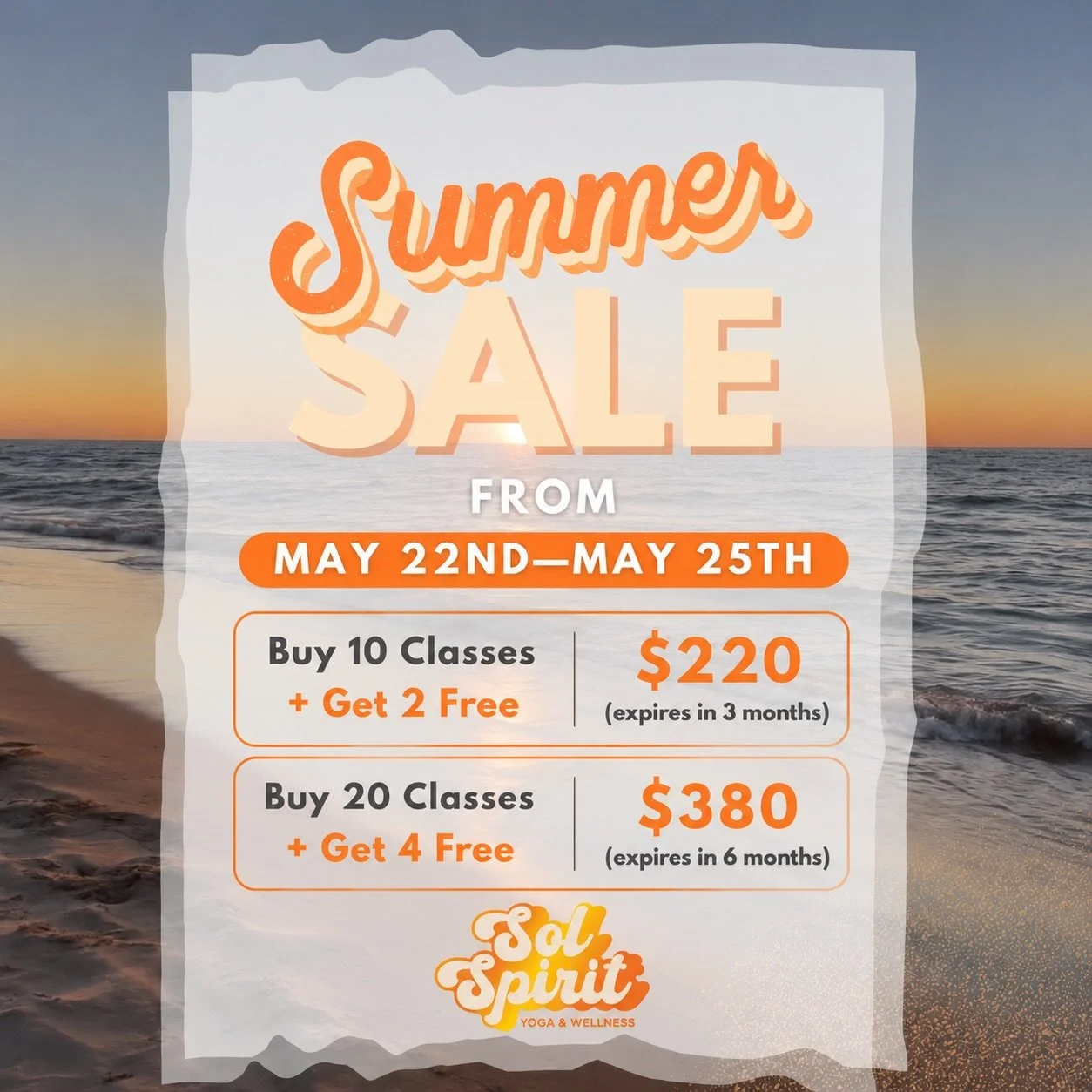 ARE YOU READY TO SOL Y FLOW THIS SUMMER !? 😎🌞
We&rsquo;re launching our Memorial Weekend | Summer Sale, TOMORROW... created to support your practice through the busy pace of summer.
 
More flexibility. More time. More classes.

Here&rsquo;s a previ