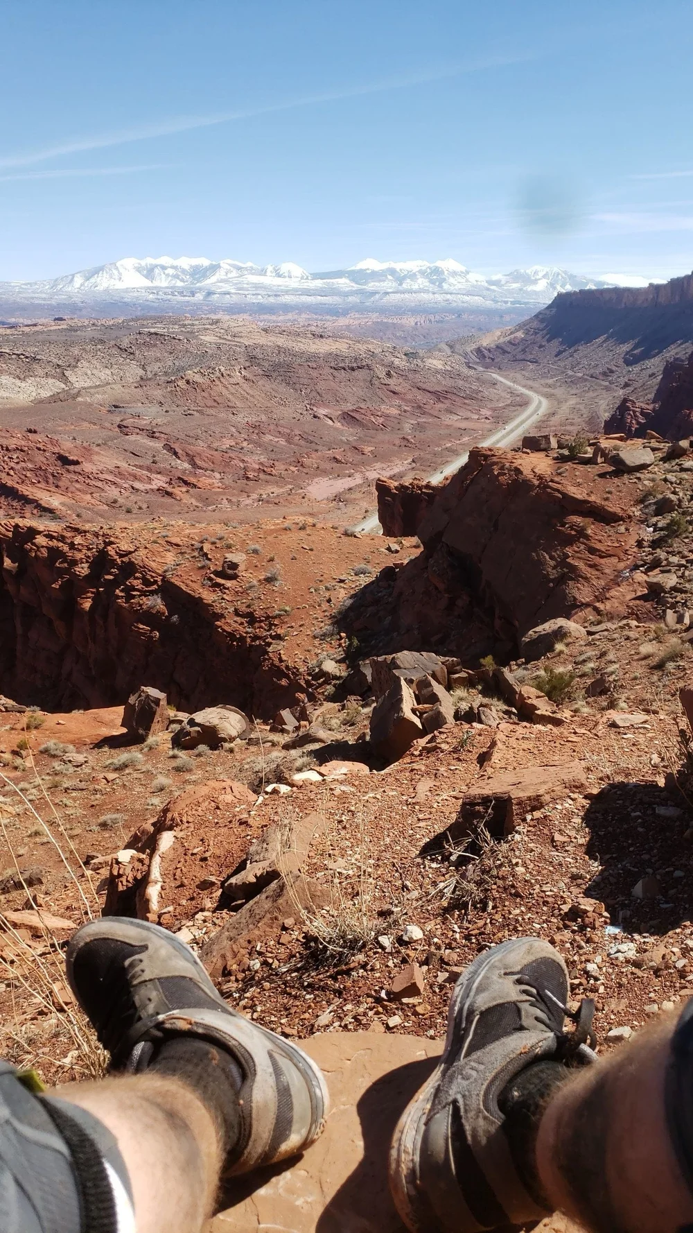 Looking down the valley at Moab while riding the Magnificent 7