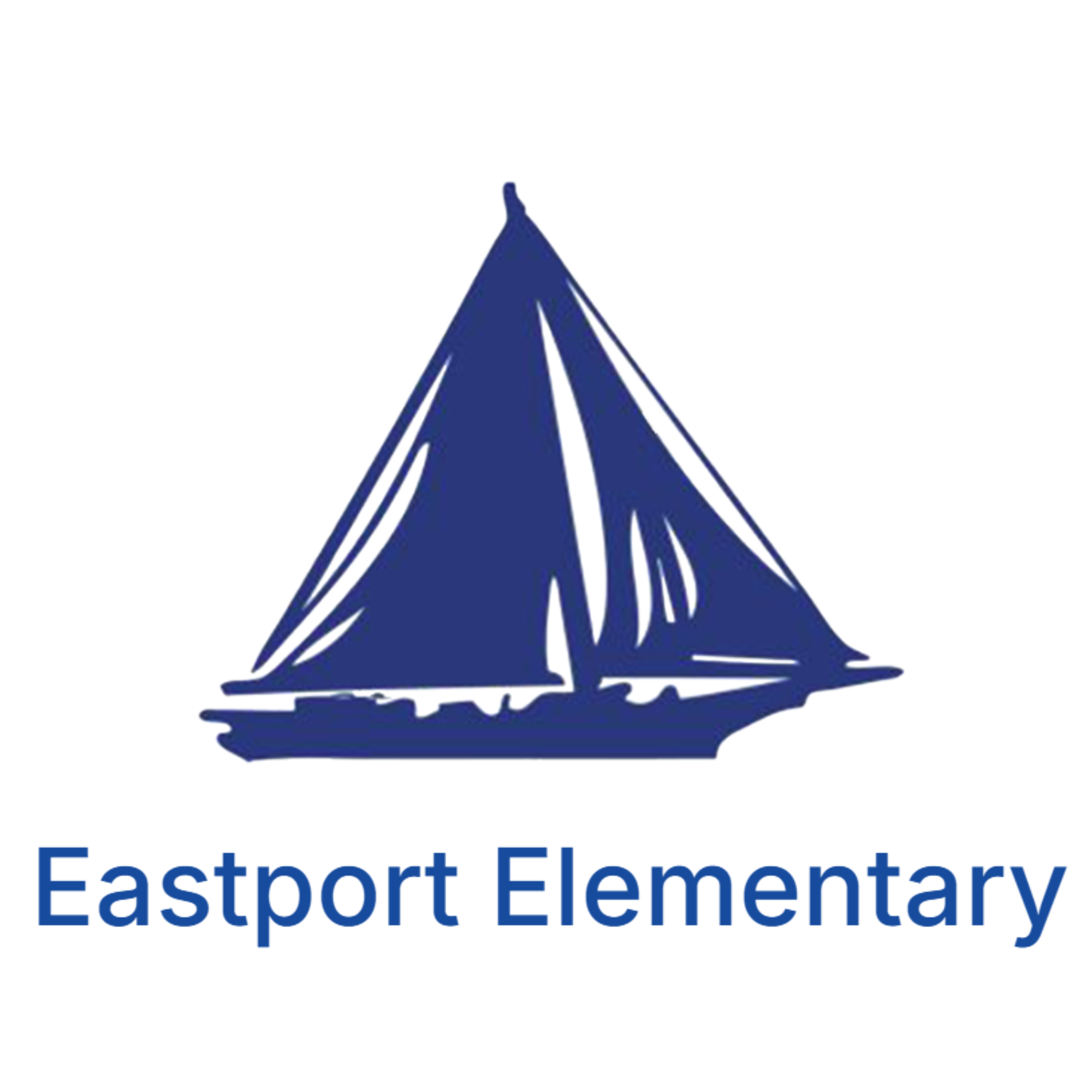 Graphic of a blue sailboat with the words Eastport Elementary beneath it