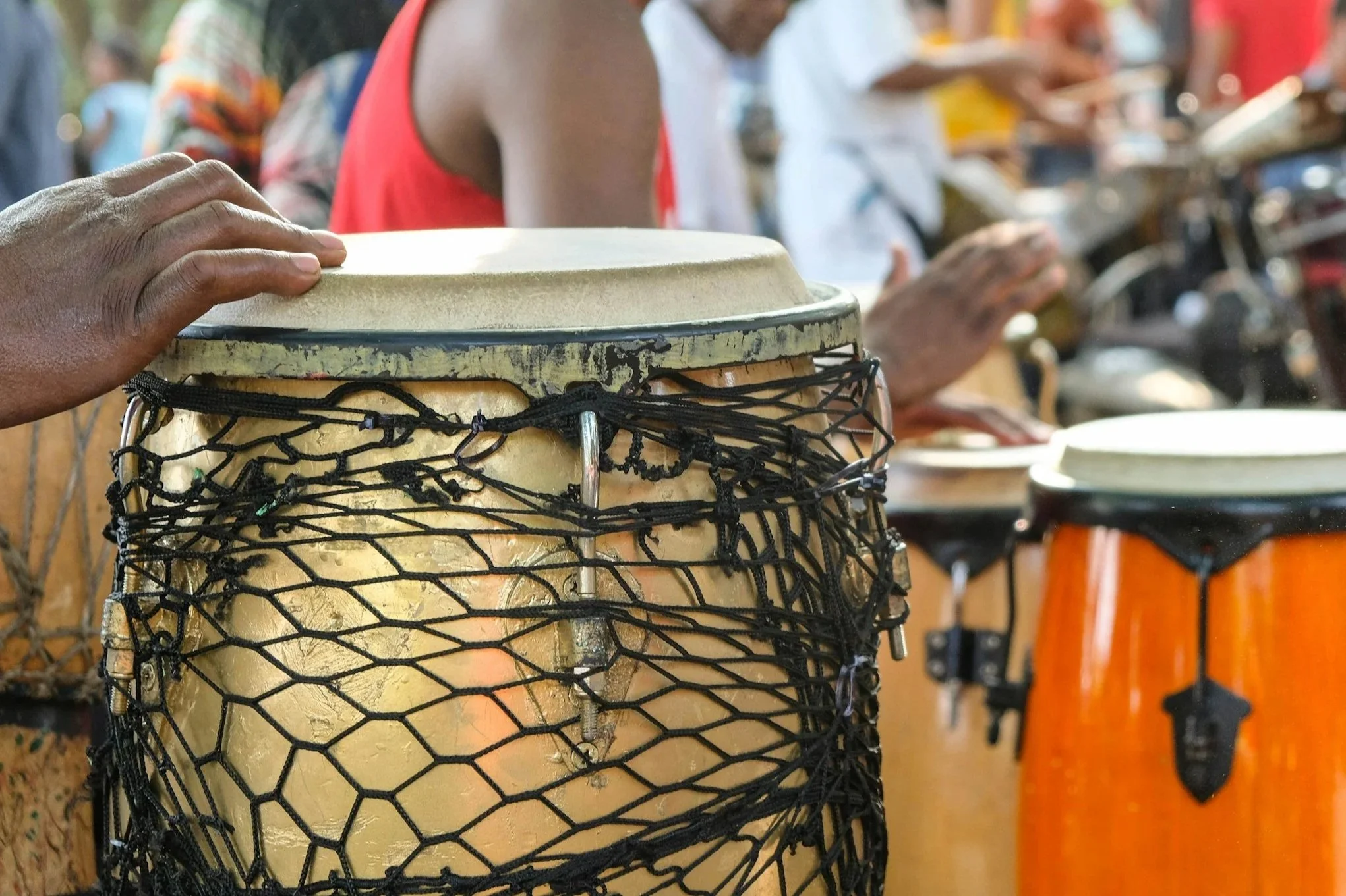 drummers playing their instruments.