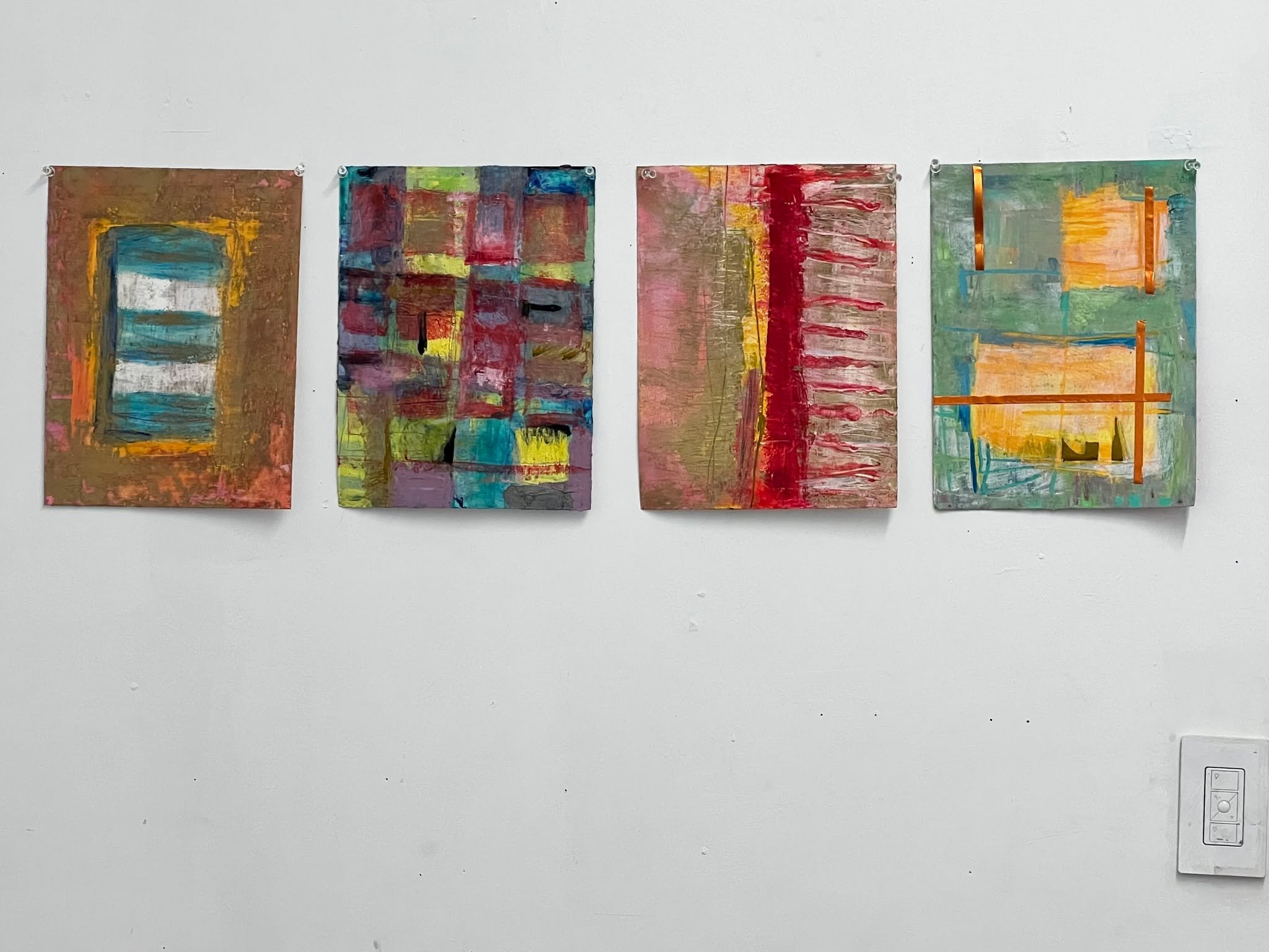 My new studio closer to home in NYC doesn&rsquo;t allow for the heat required for my usual encaustic wax process, so I&rsquo;m returning to some bright, cheerful acrylics and possibly exploring some new materials as well. After years of encouraging m