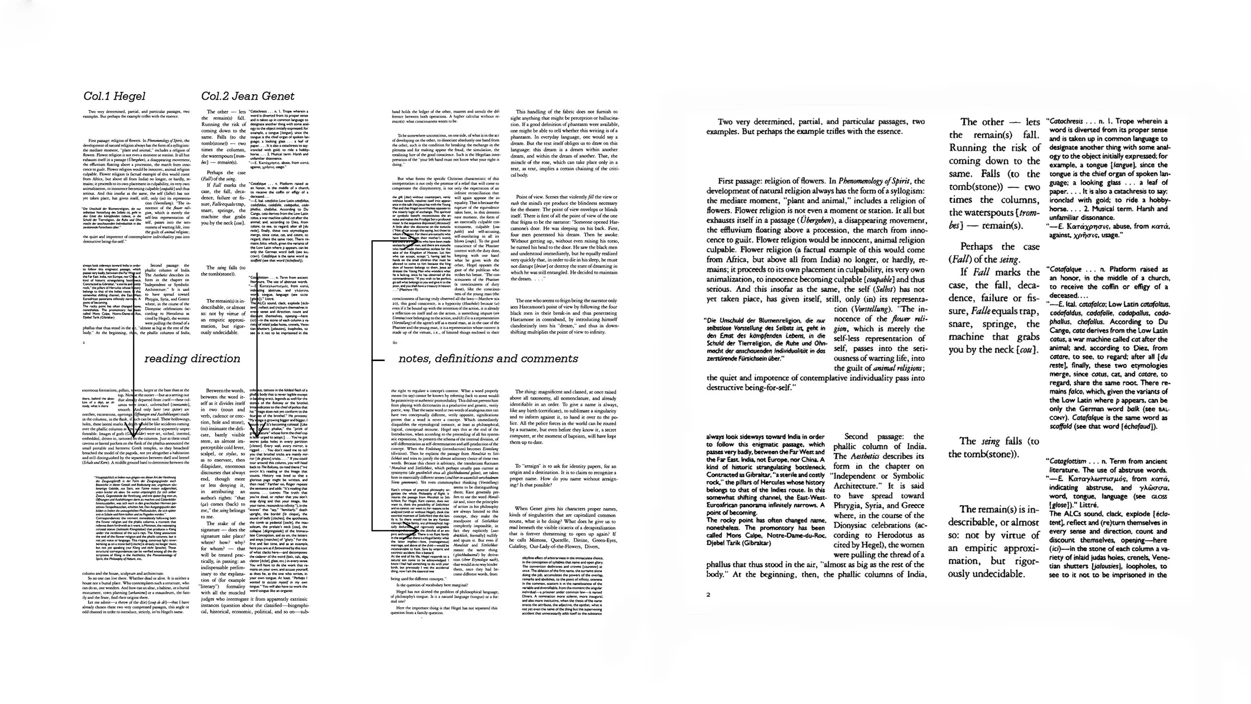 Spreads from 'Glas' by Jacques Derrida