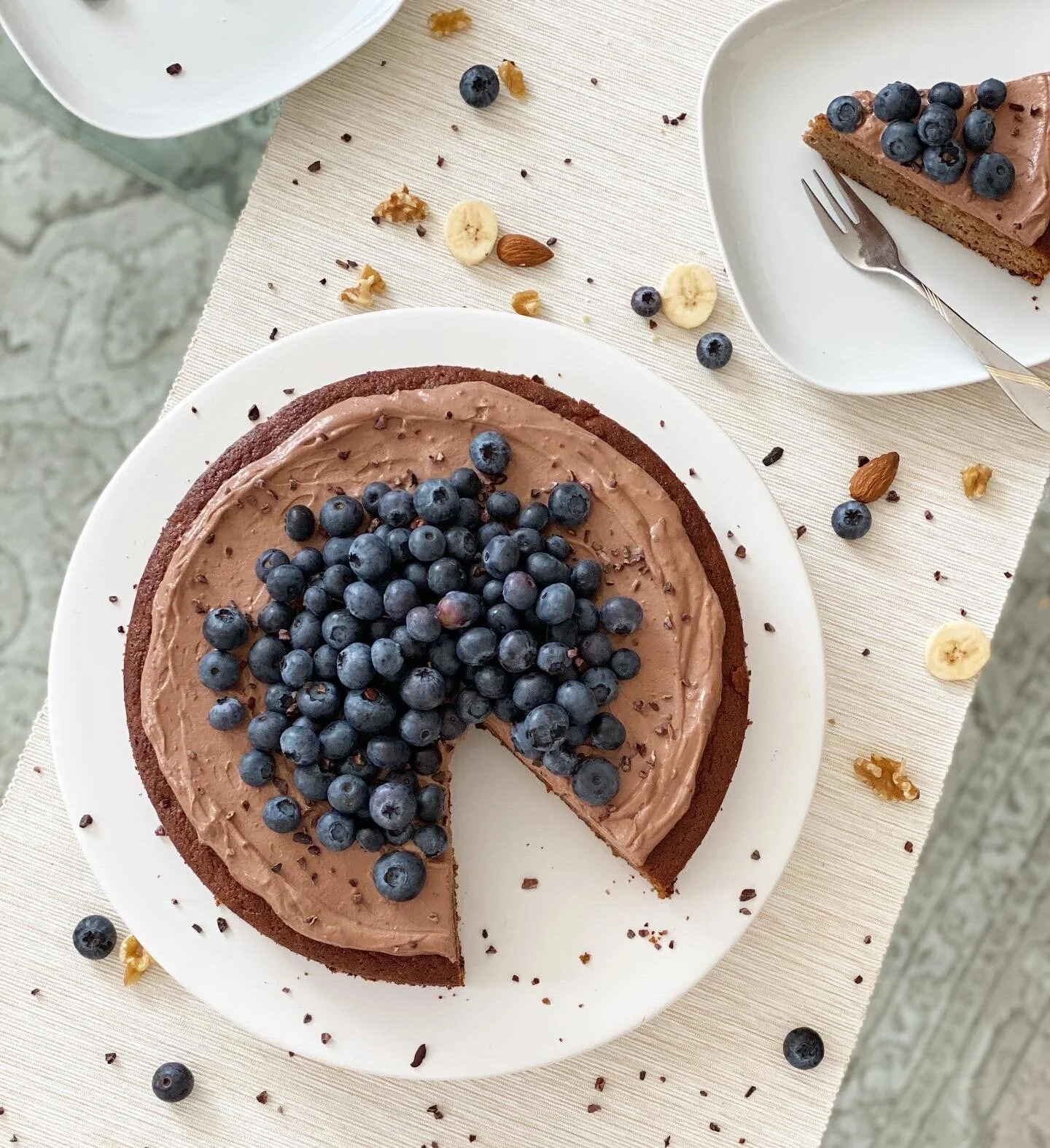 Choco Banana Blueberry Cake