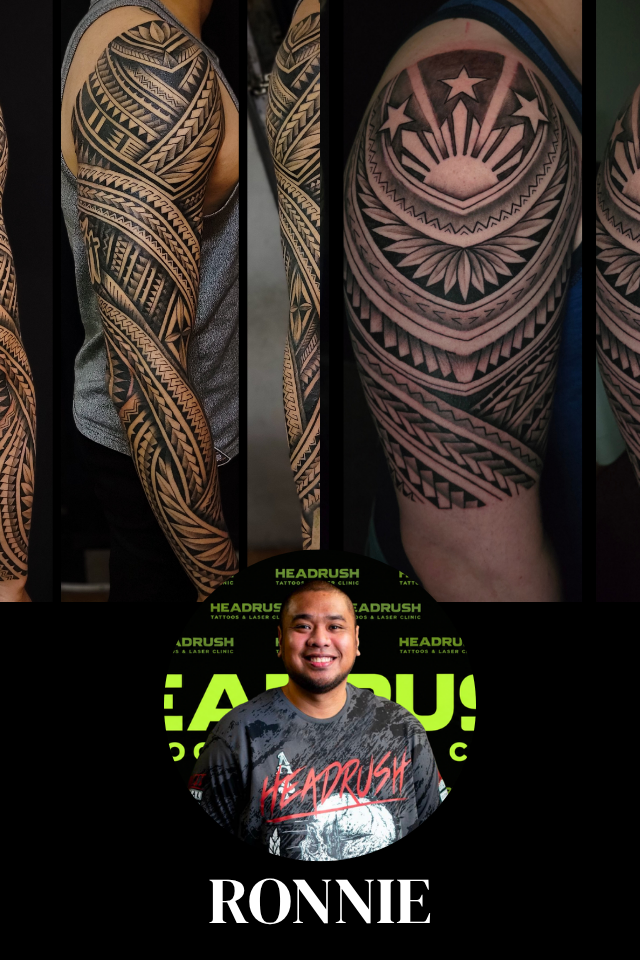 Man smiling, wearing a black graphic t-shirt with 'HeadRush' and a skull illustration, standing in front of a black and green backdrop with the words 'HeadRush' and related graphics.