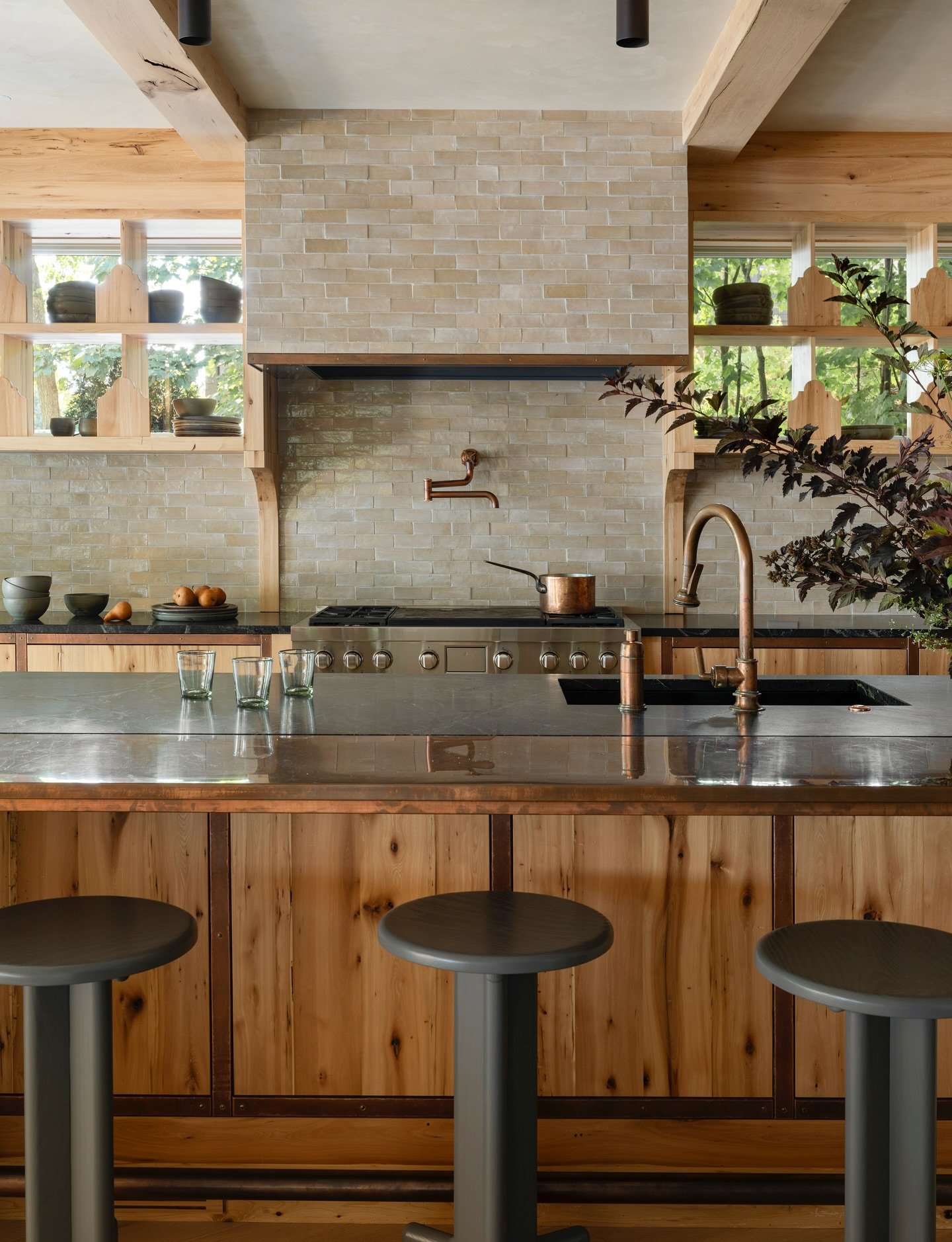 We&rsquo;re enthusiastic about design that is specific, draws in as many craftspeople as possible and isn&rsquo;t what you see everyday. That&rsquo;s the story of our #yiwabisabicottage kitchen &mdash; with handmade (yes!) copper face frames on all t